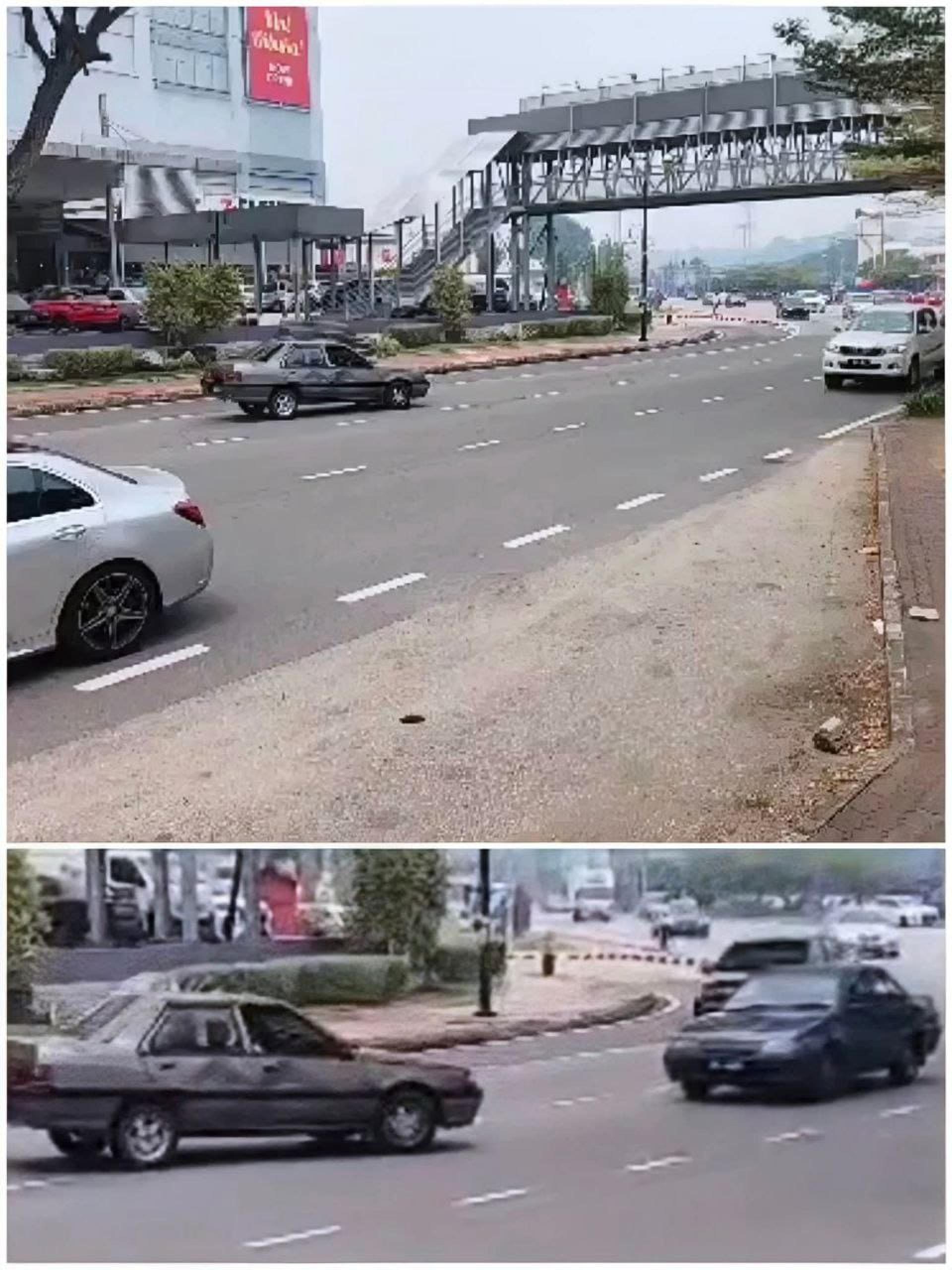 车子逆向行驶，造成迎面而来的交通工具小心奕奕避开。