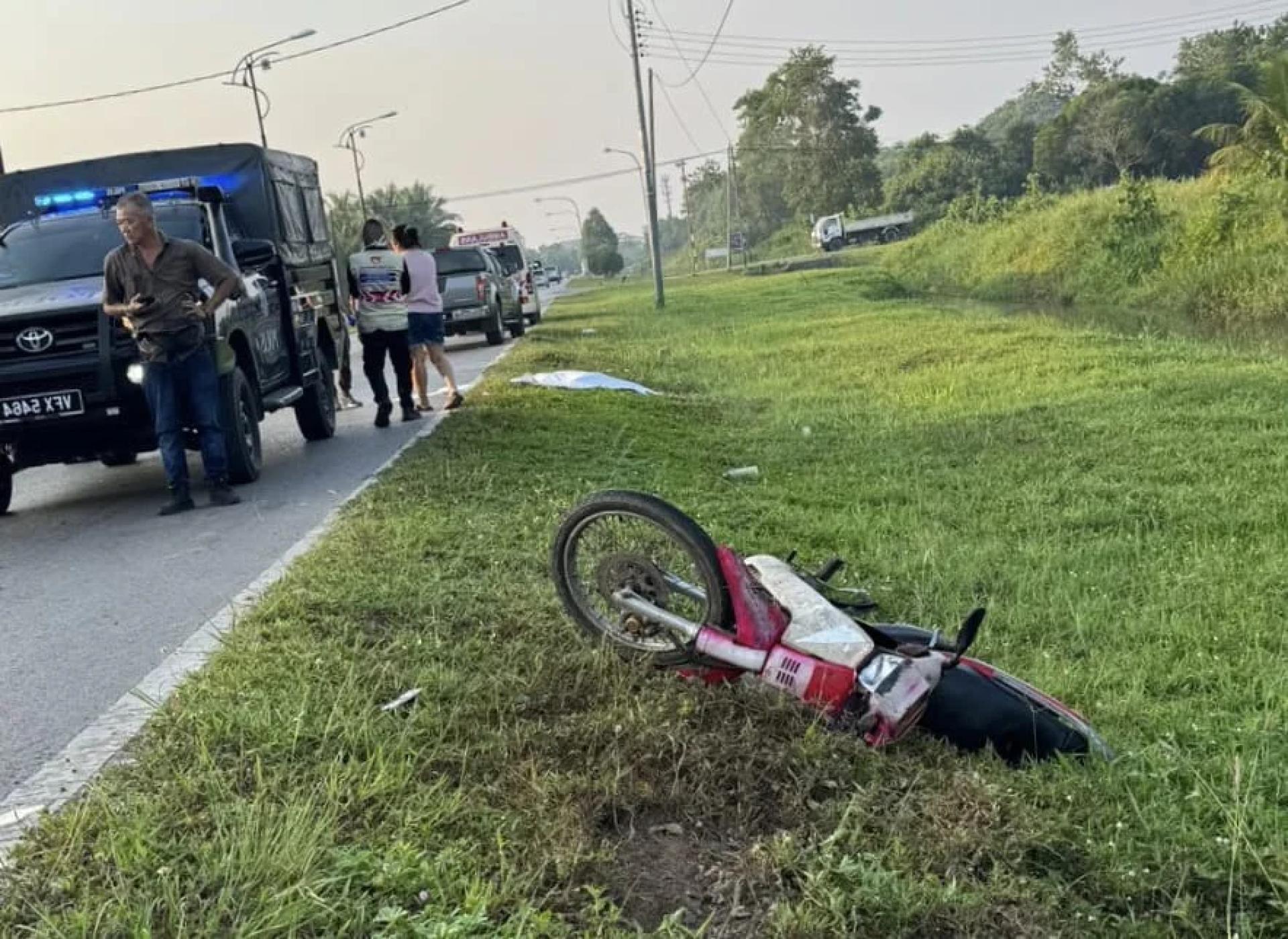 Keadaan motosikal yang dinaiki mangsa.