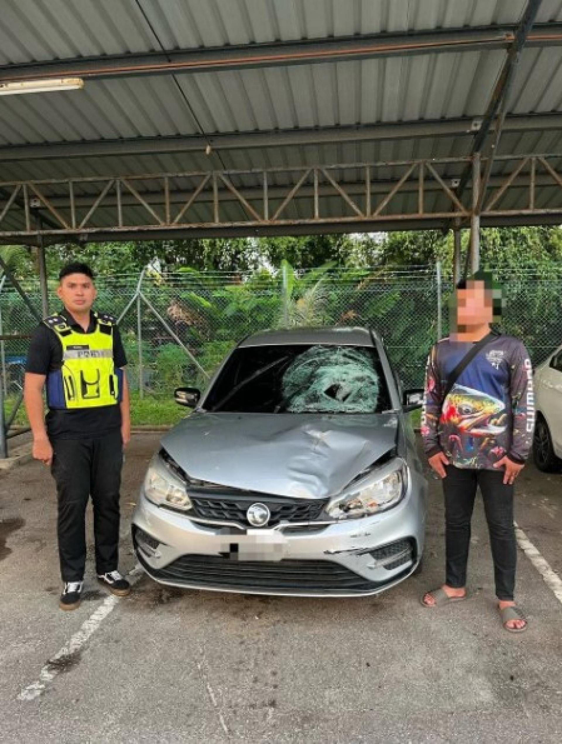 警方提供的照片显示，嫌犯被拘留及涉案车辆被扣押，此案涉及一起造成行人死亡的肇事逃逸事件。