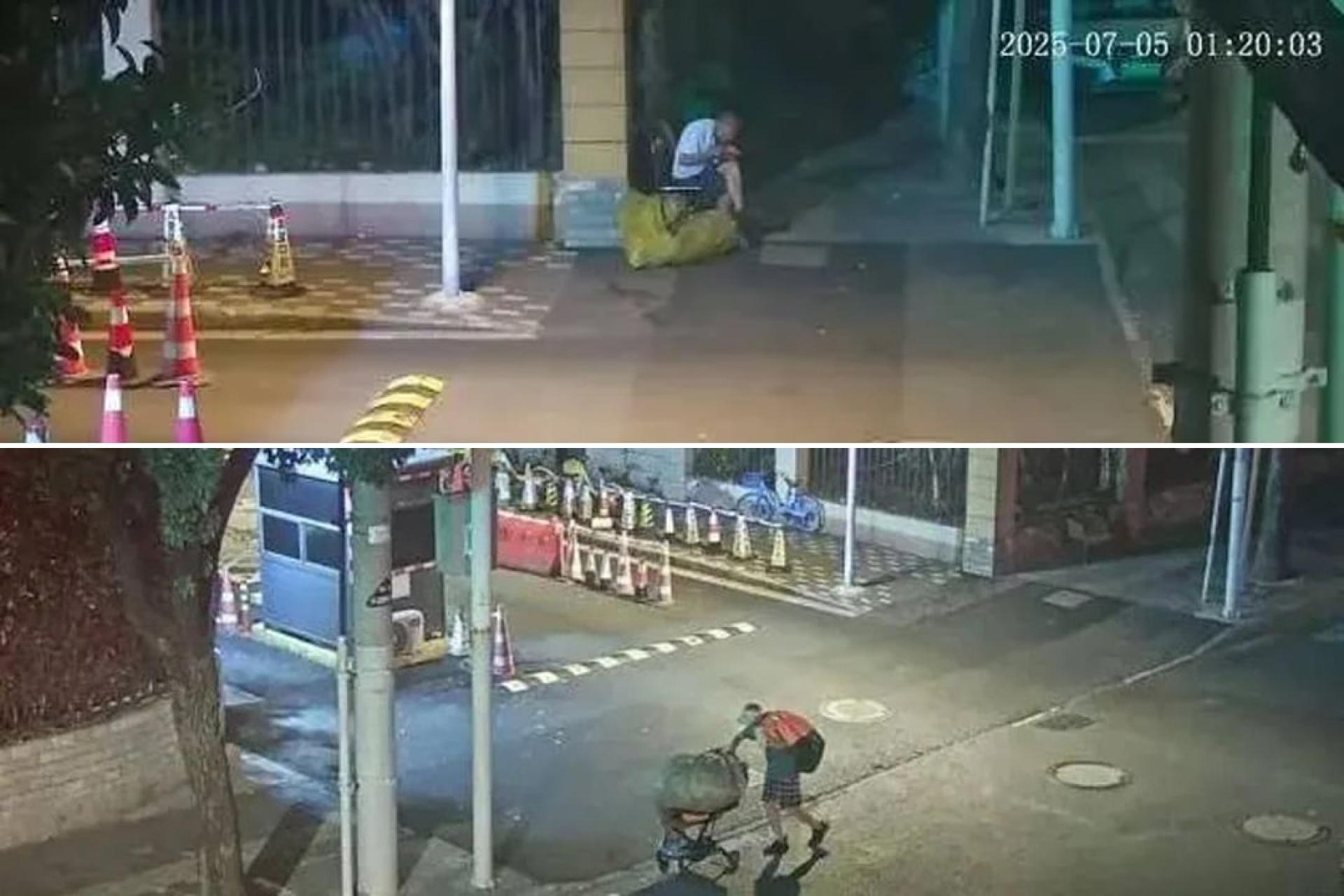男人4天偷了40多颗西瓜，在路边大快朵颐。