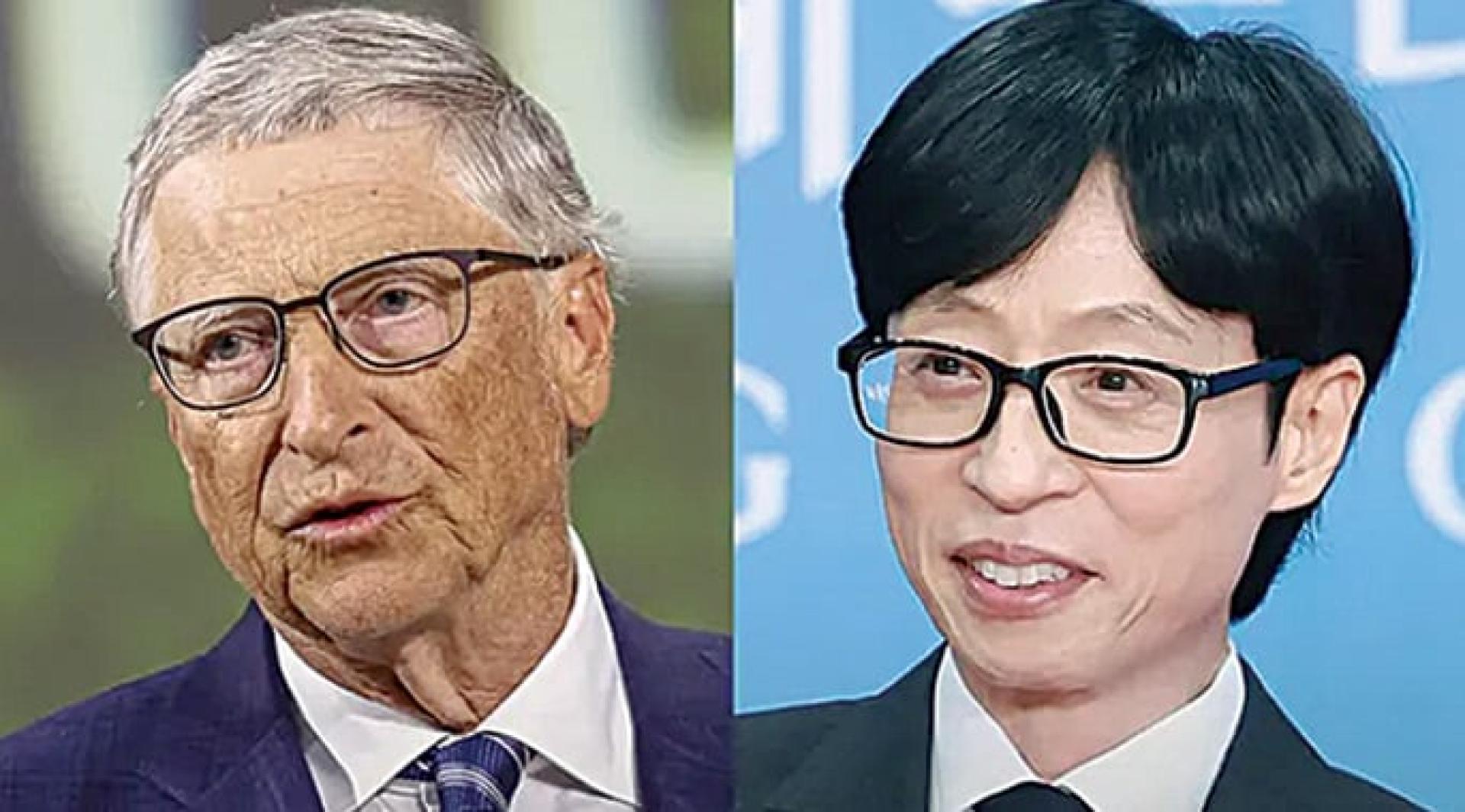 比尔盖兹（左图）近日亮相刘在锡（右图）节目。