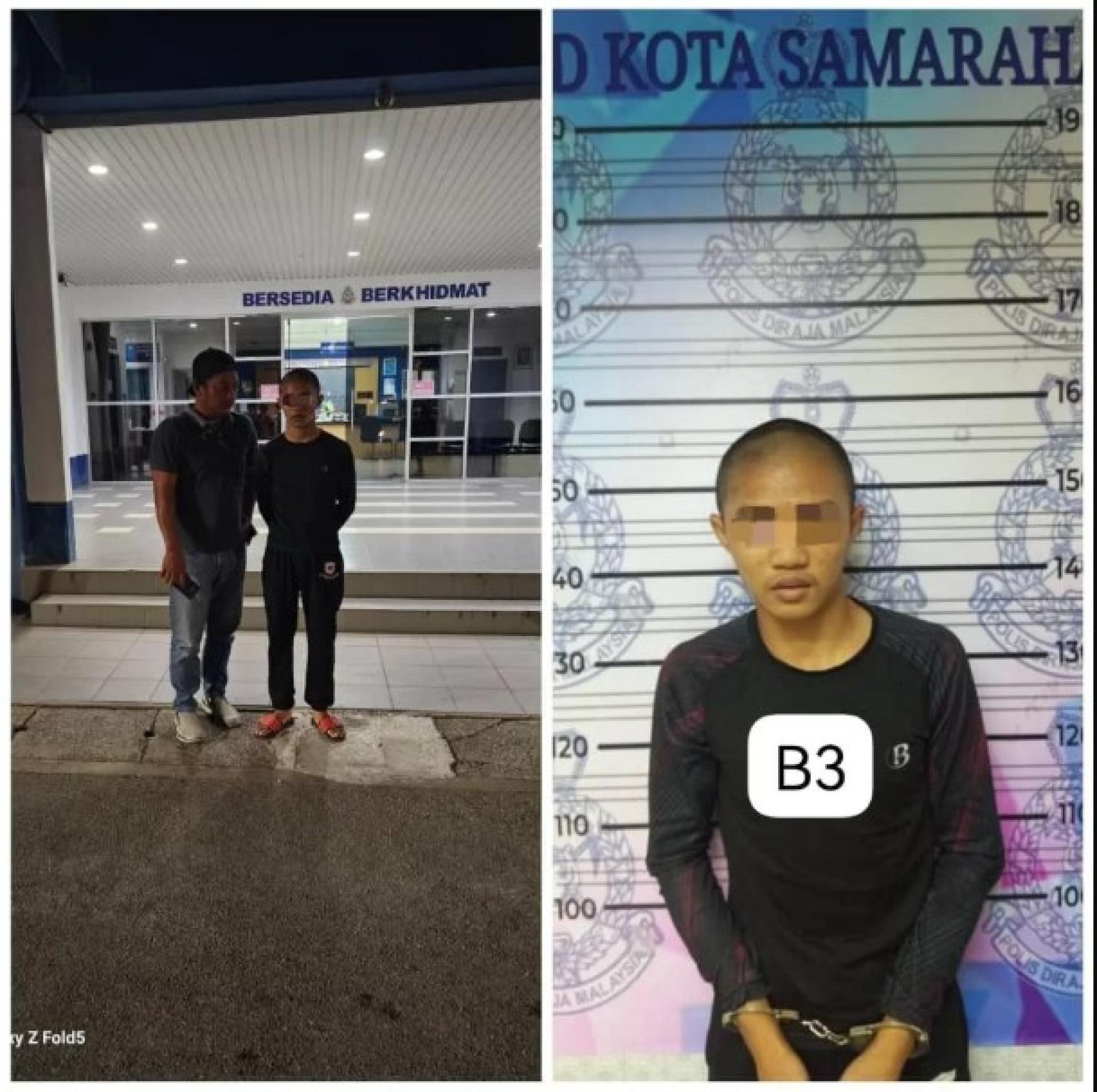 在三马拉汉警局被扣留的16岁少年。