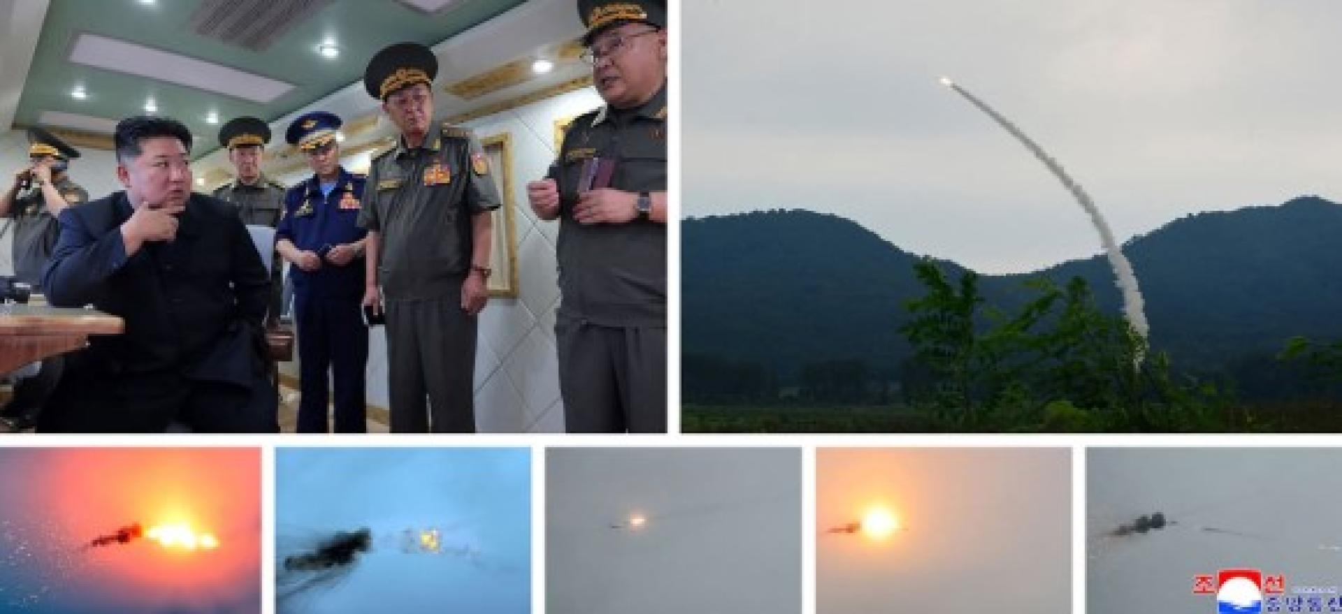 朝中社24日发布试射新型防空导弹的图片。