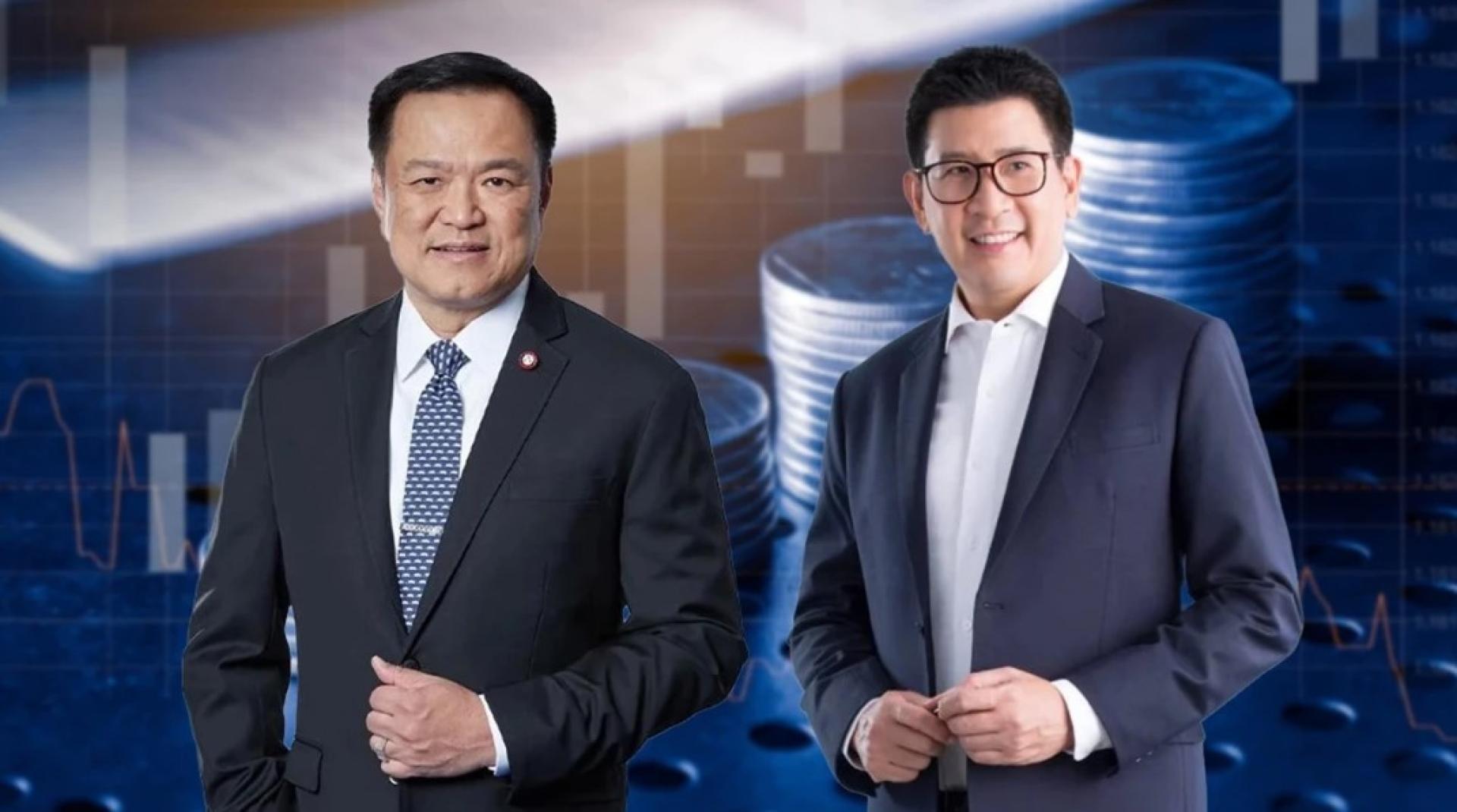 泰国候任总理阿努廷（Anutin Charnvirakul，左）以及财政部高官艾克尼提（Ekniti Nitithanprapas）。