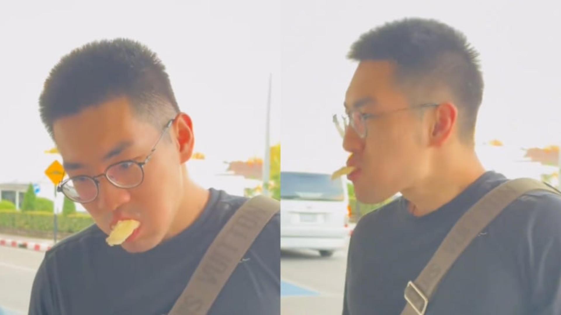 眼看登机倒计时，一家人只好启动“榴梿消灭战”，每人分得拳头大小的四五块果肉。