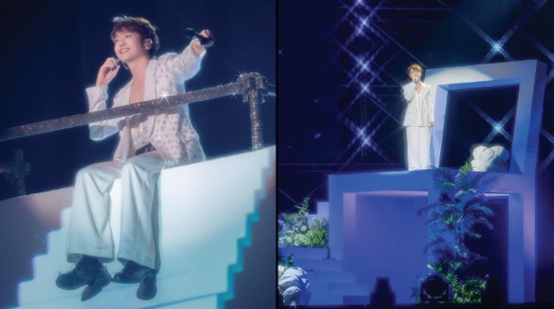 张栋梁以白马王子造型登场时，坐在大荧幕上方以《北极星的眼泪》揭幕，瞬间引发全场尖叫。
