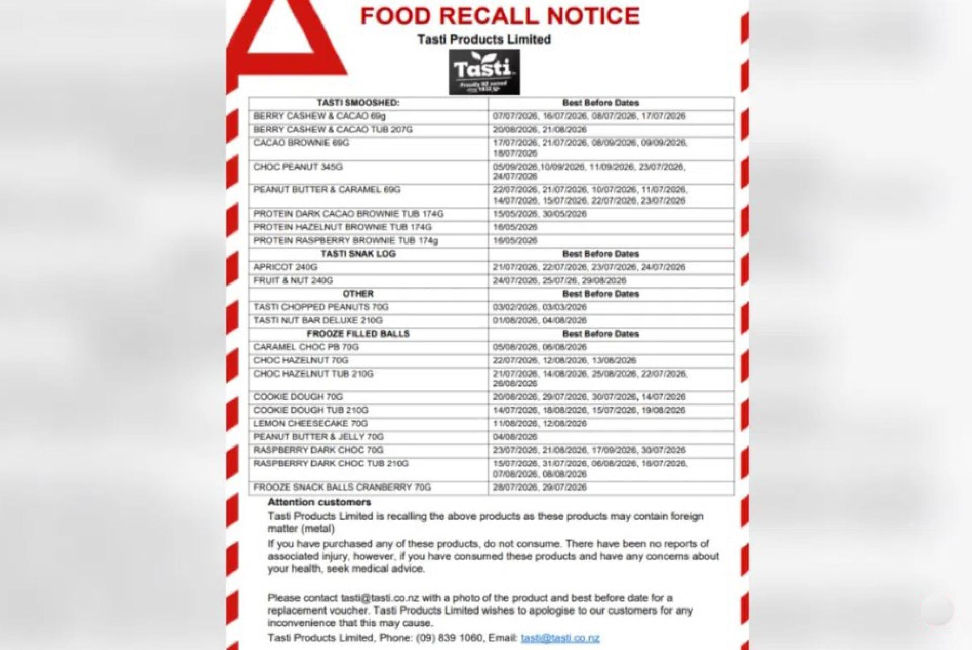 受影响的产品共22款，保质期都在明年3月到8月之间，主要为烘焙食品和坚果果脯。
