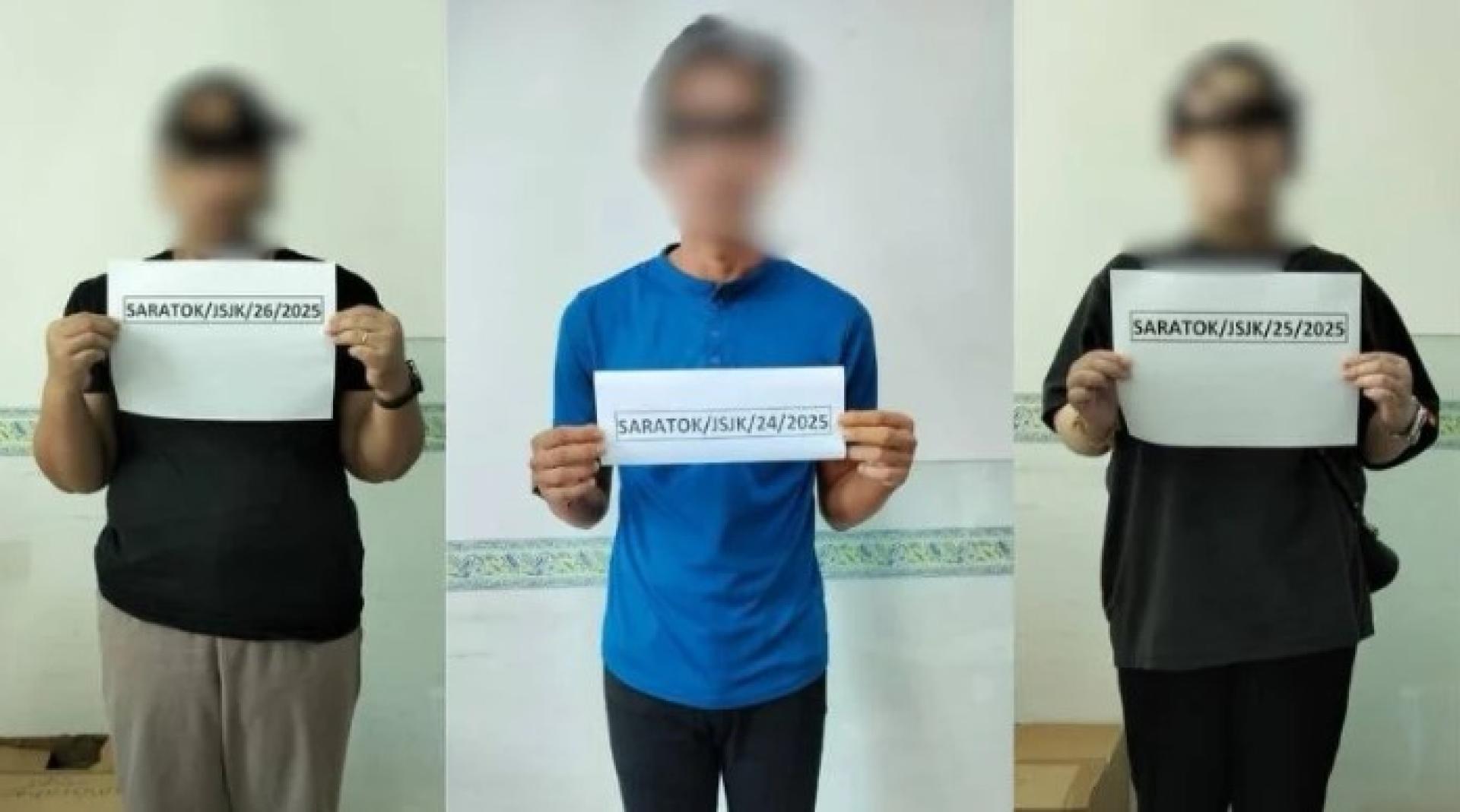 砂拉卓警方周一逮捕三名涉嫌充当网络诈骗集团“账户骡子”（keldai akaun）的嫌犯，包括一名男子与两名女子。