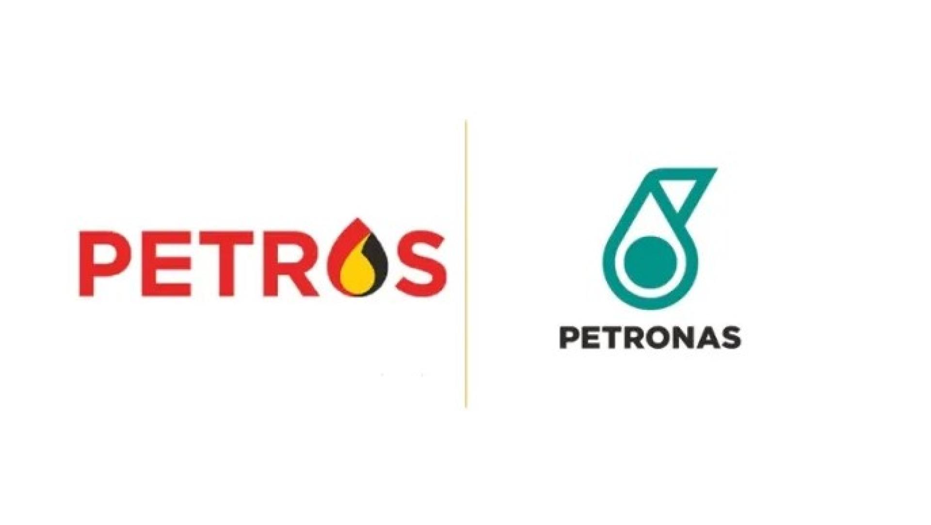 砂拉越石油公司（PETROS）与国家石油公司（PETRONAS）标志。