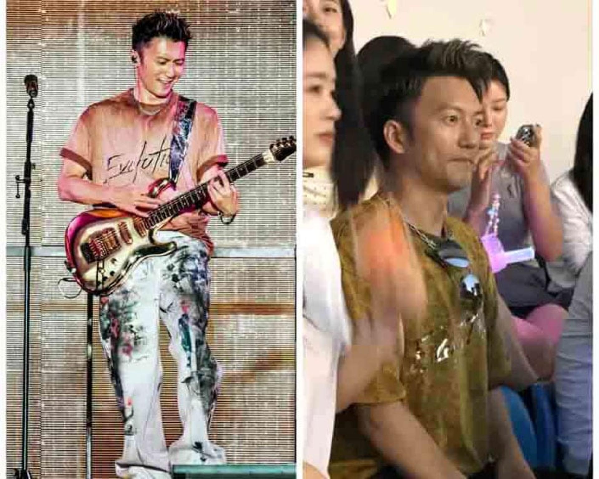 谢霆锋（左图）日前于重庆开唱，散场爆追逐跟拍，竟是山寨分身（右图）。