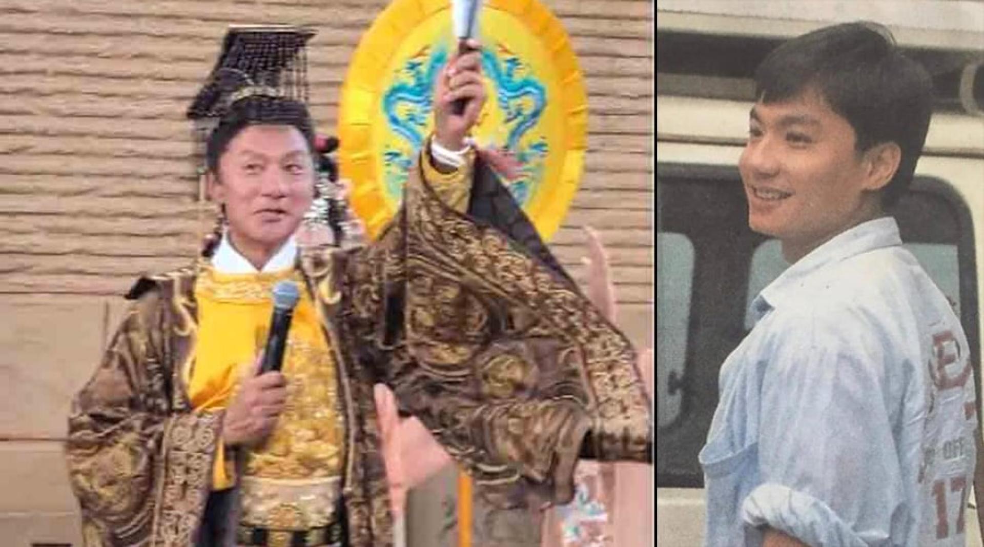 林俊贤现身旅游景区商演。（右）林俊贤年轻时是一线小生。