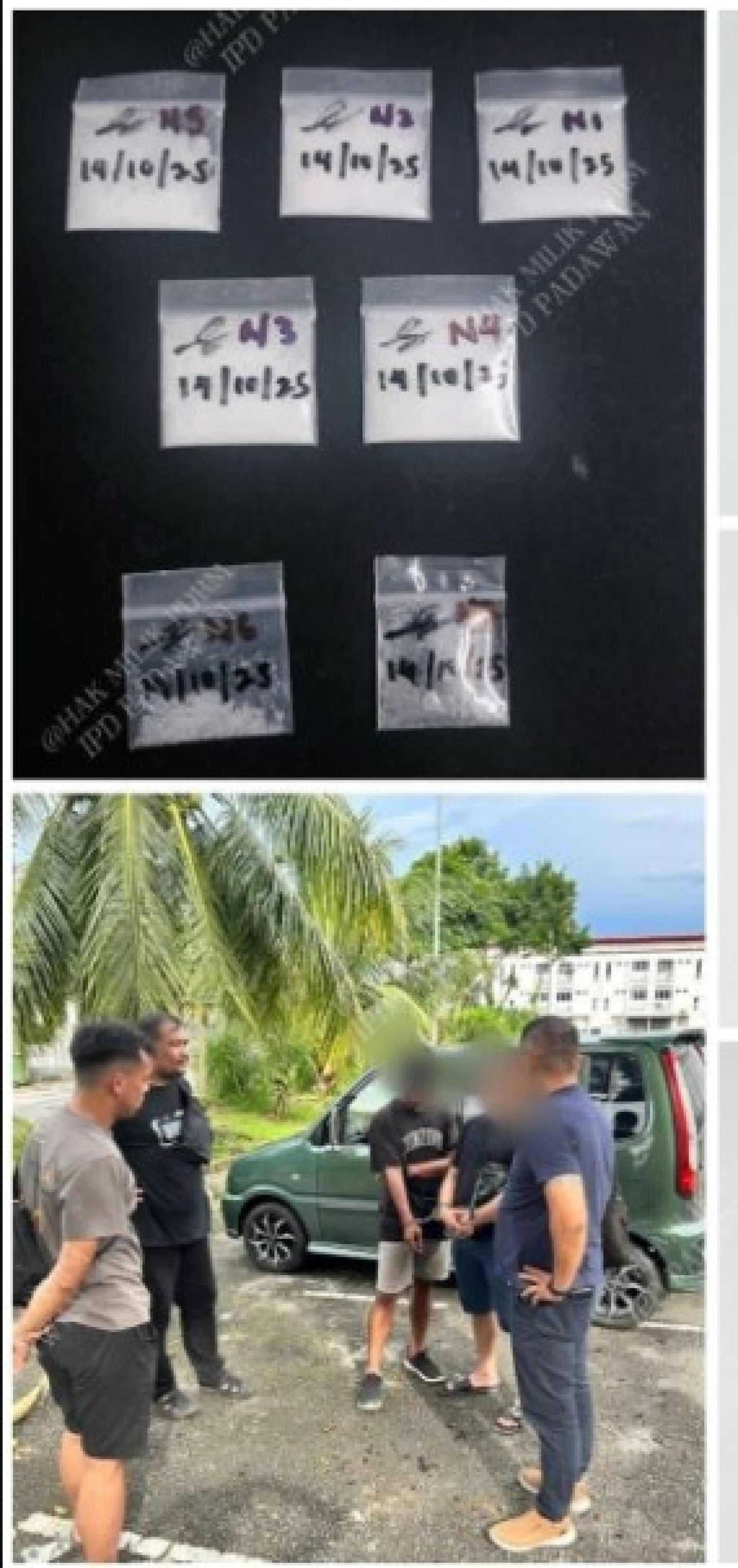 3名男子与起获的毒品一并被警方拘留。