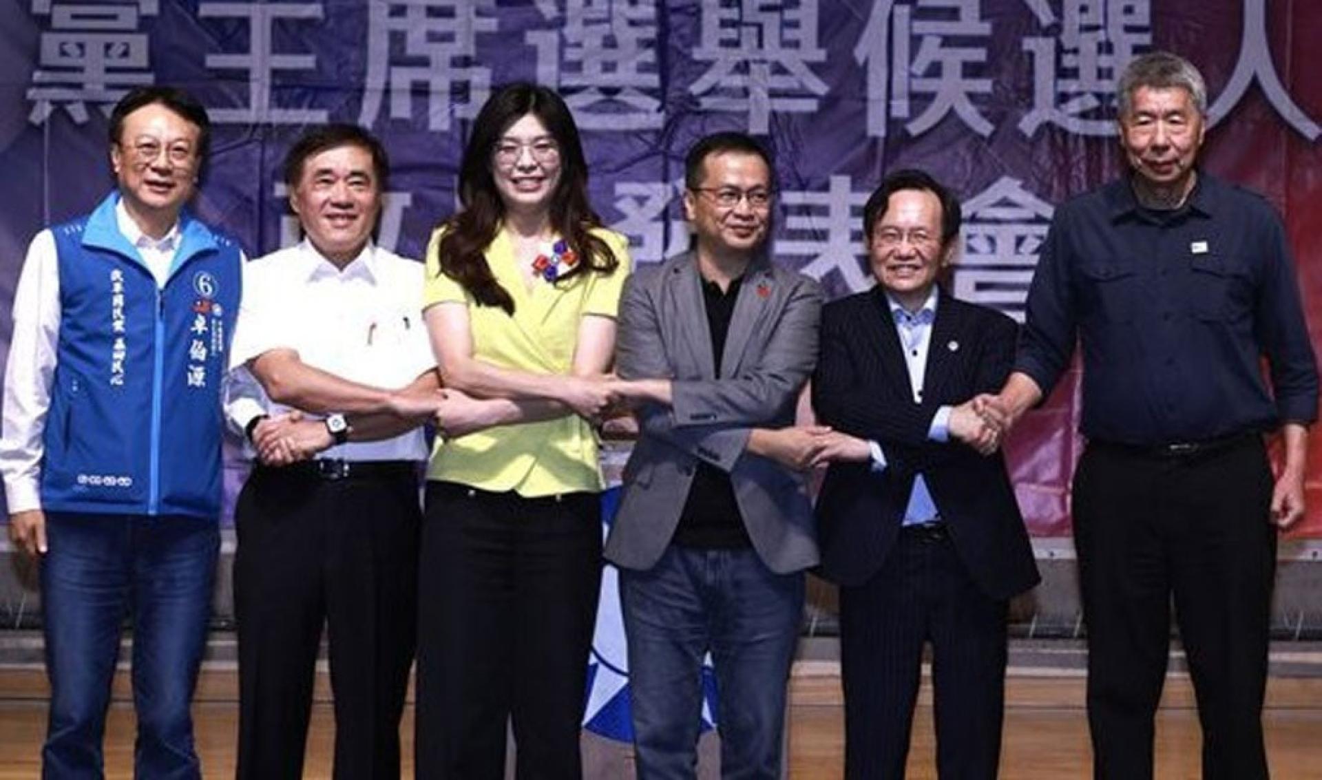 左起为卓伯源、郝龙斌、郑丽文、罗智强、蔡志弘、张亚中。（图：ETtoday新闻云）