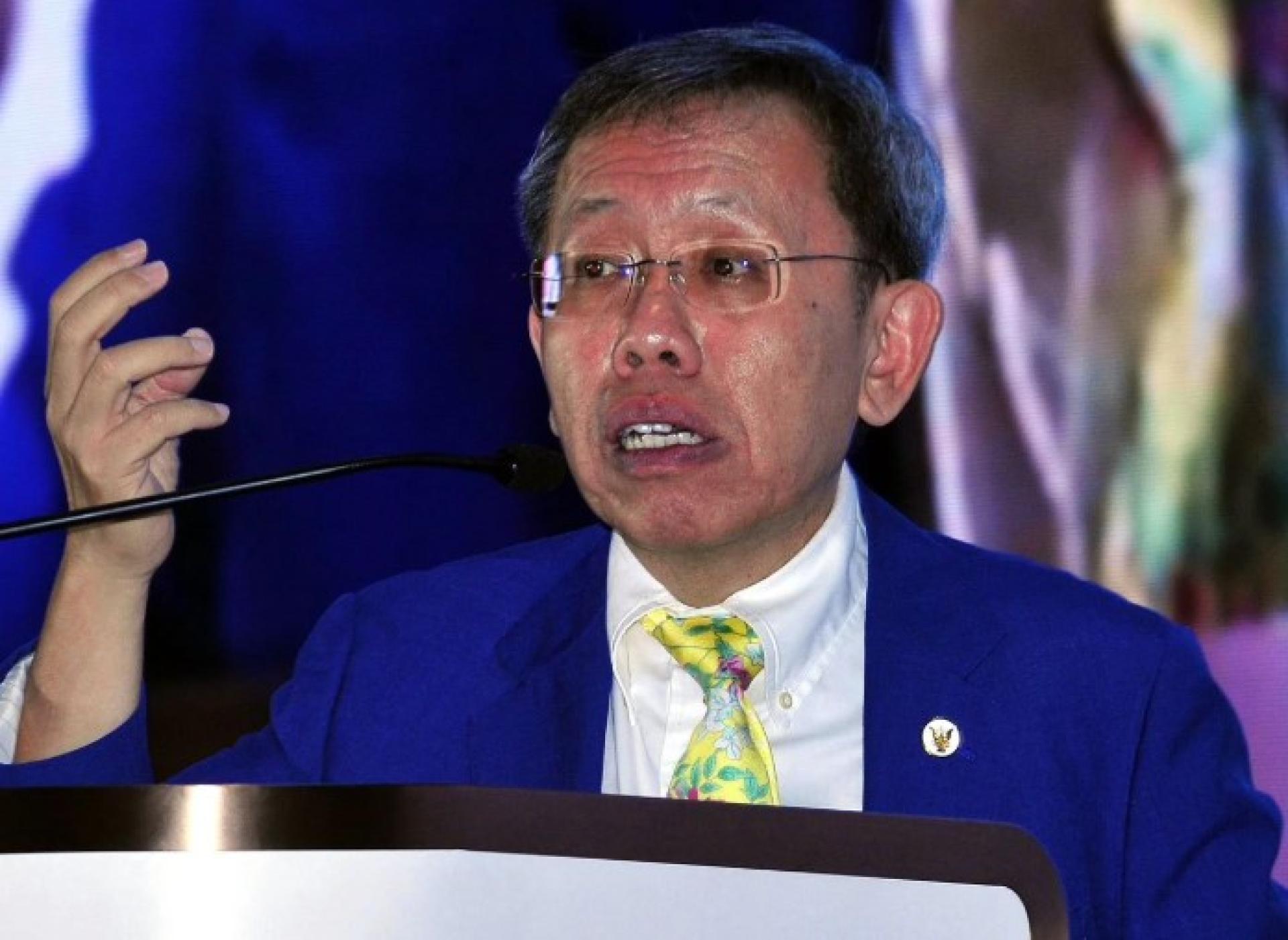 沈桂贤医生今日在砂公共卫生、房屋与地方政府部“Innowaste”推介礼上致词。