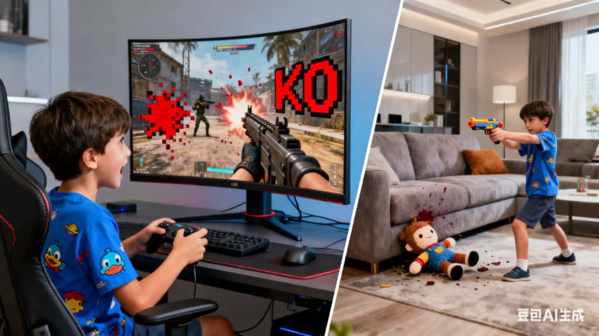 辅导处指出,现代科技普及使电子游戏成为孩子日常娱乐的一部分,但并非所有游戏皆适合儿童;部分游戏内容充斥暴力、仇恨、报复及扭曲人性等元素。(AI 生成示意图)