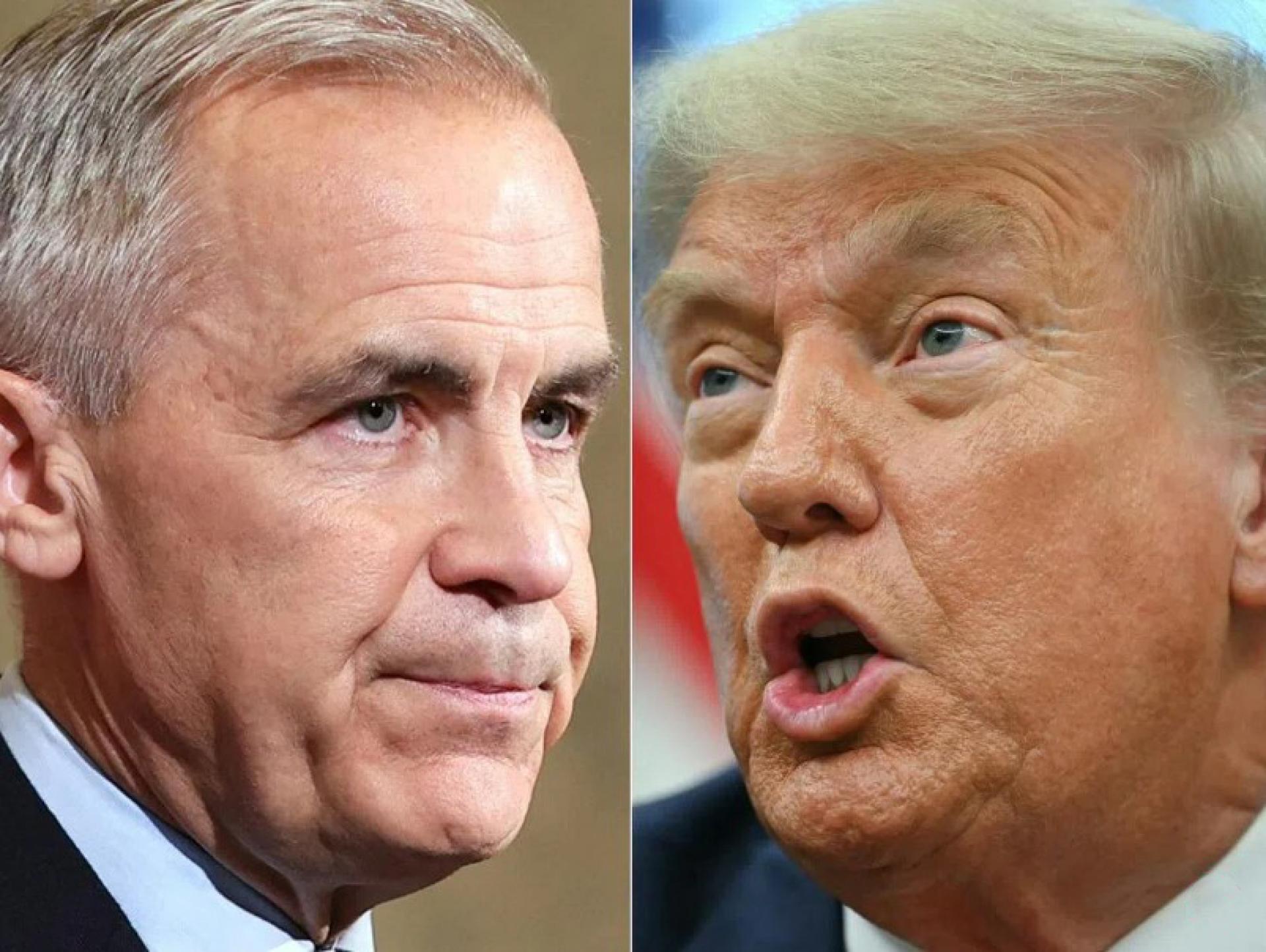 美国总统特朗普（右）星期六（10月25日）在社媒发文宣布，对加拿大加征10%关税。左为持续与美国谈判的加拿大总理卡尼。