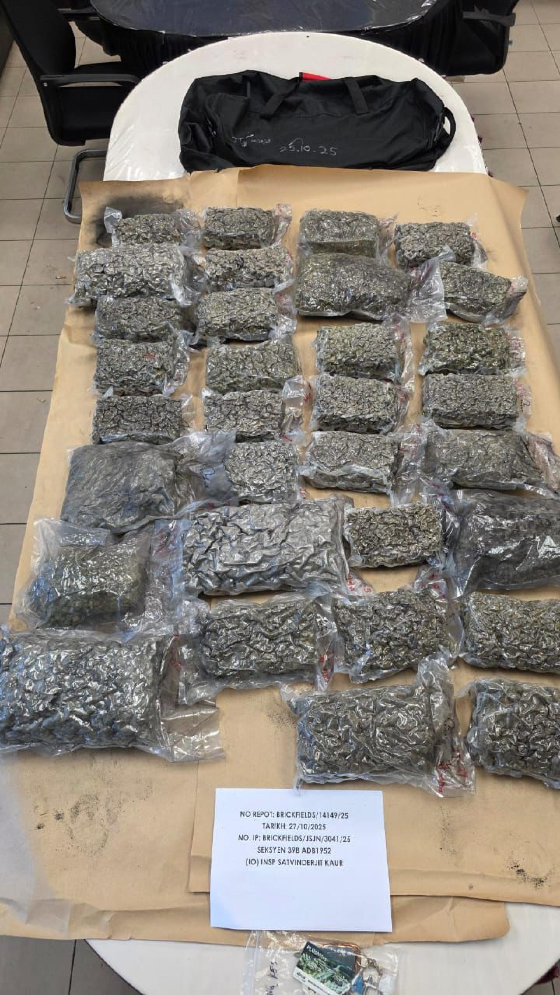 警方搜到逾55万令吉的大麻花。