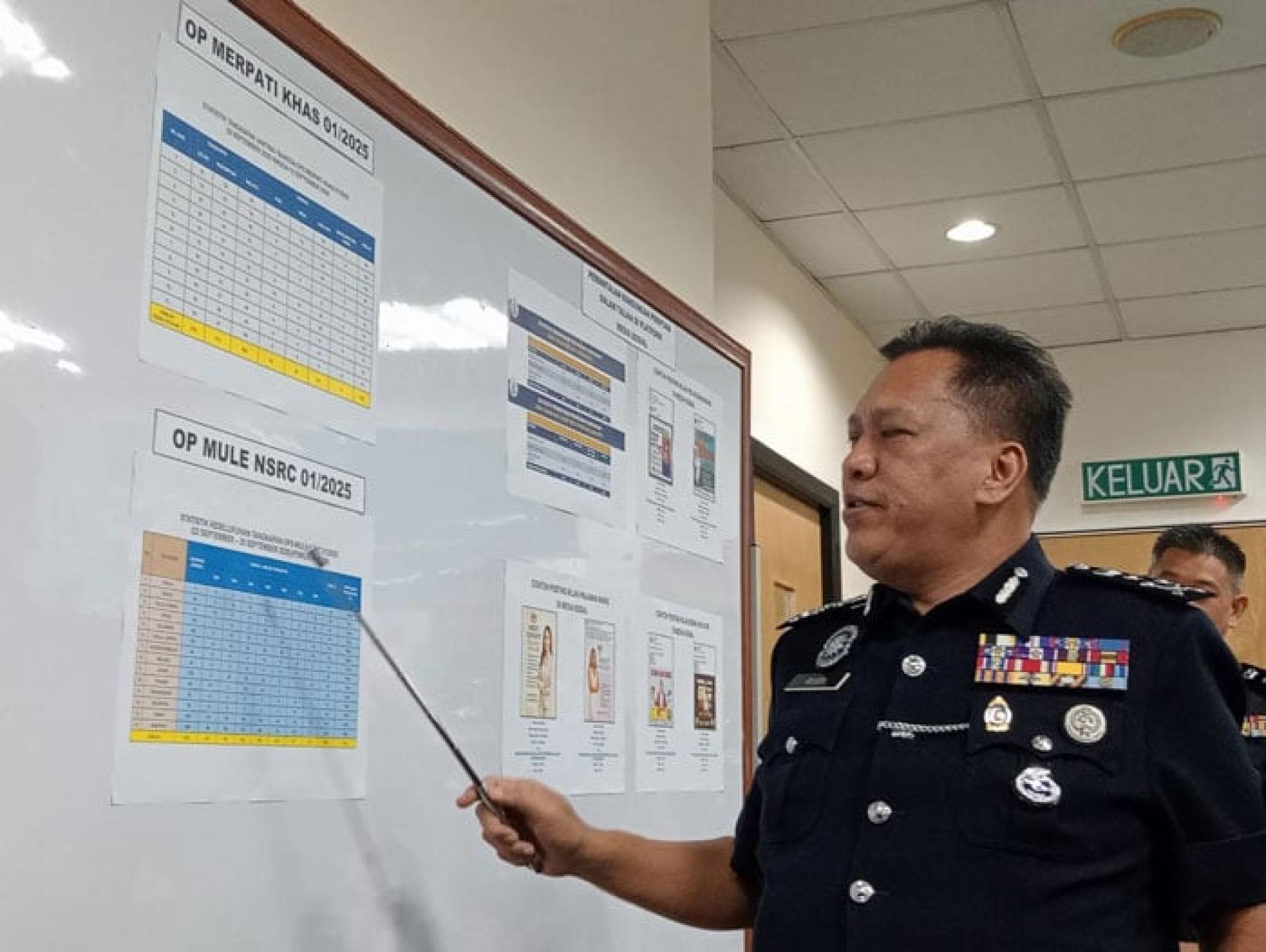 鲁斯迪出示警方在两项针对钱骡的取缔行动数据。