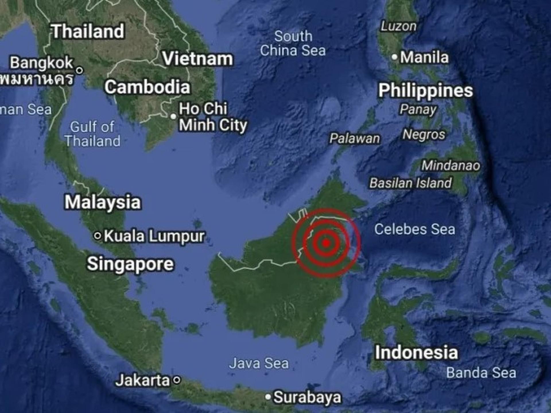 昨日受地震影响的区域示意图。