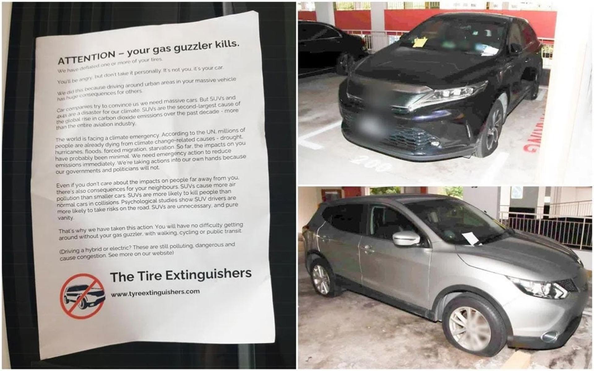 被留下环保传单。（图：法庭文件/新加坡警察部队/联合报）