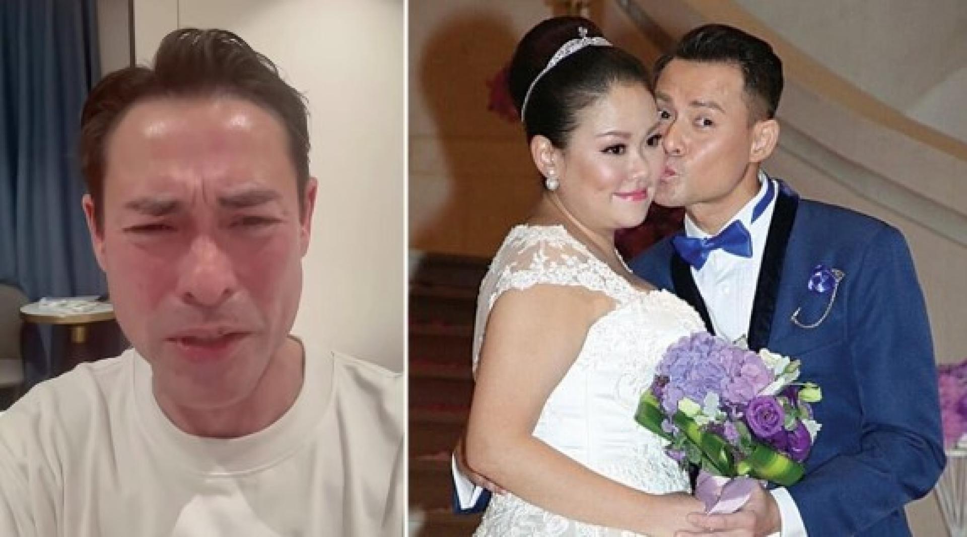 （左）海俊杰拍片筹款。（右）海俊杰与化妆师太太莫家慈。