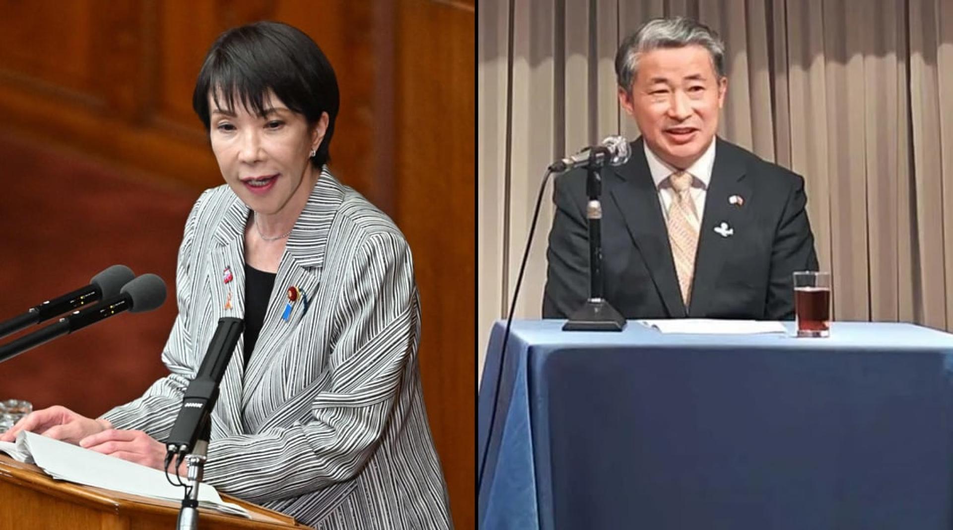 （左）日本首相高市早苗。（右）中国驻大阪总领事薛剑。