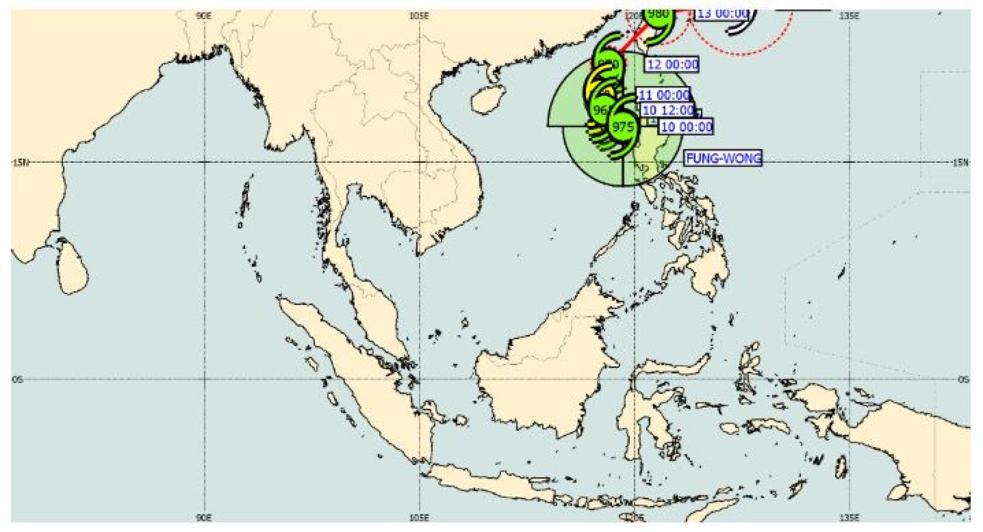 ）大马气象局今早发布台风“凤凰”预警，该台风今早在距离菲律宾维甘市西南约129公里处被探测到。