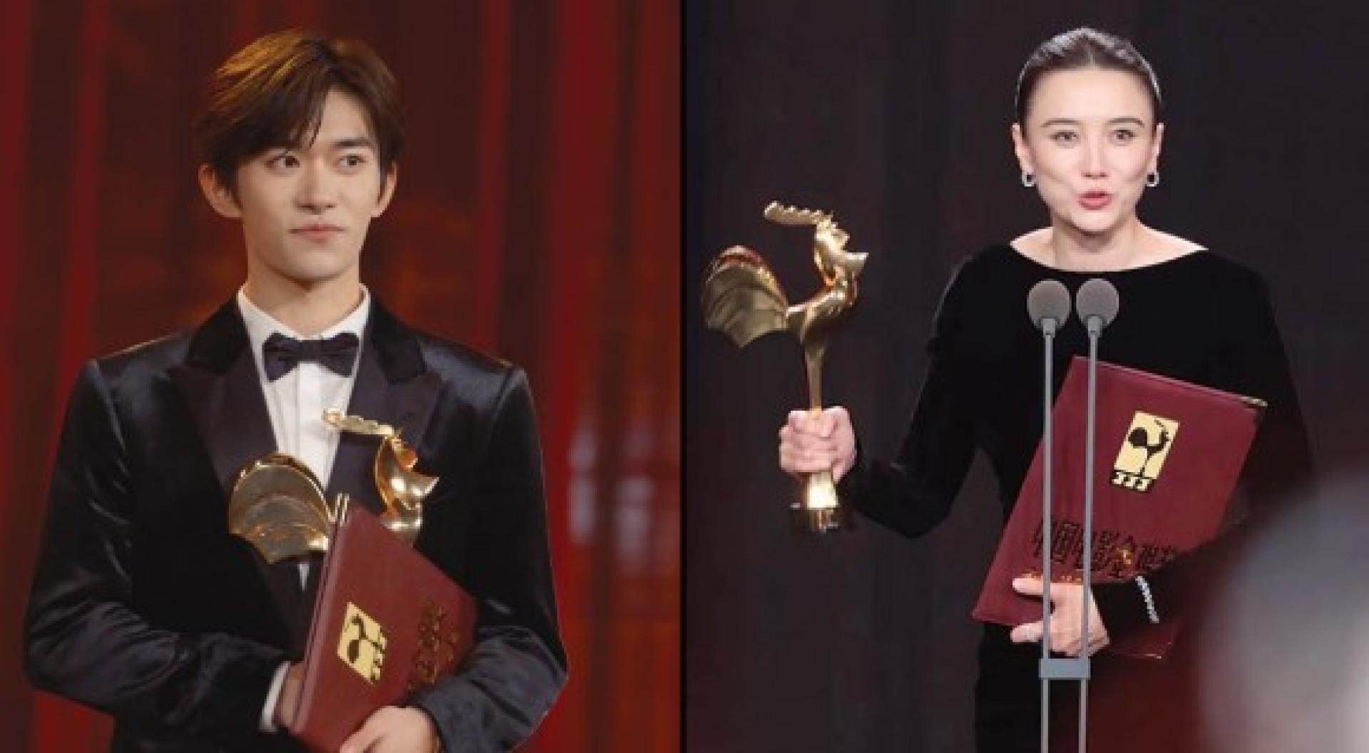 （左）易烊千玺凭借《小小的我》夺下影帝。（右）宋佳2度称后。