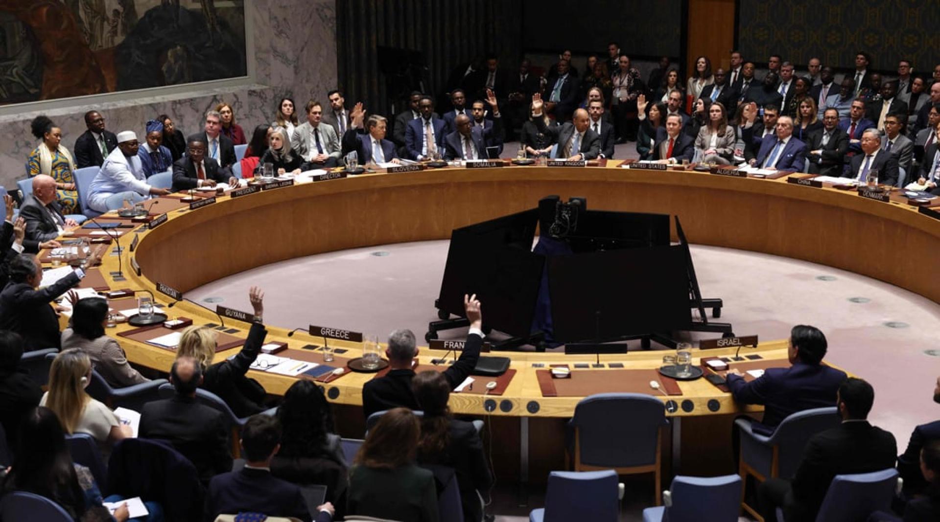 安理会对提案表决。