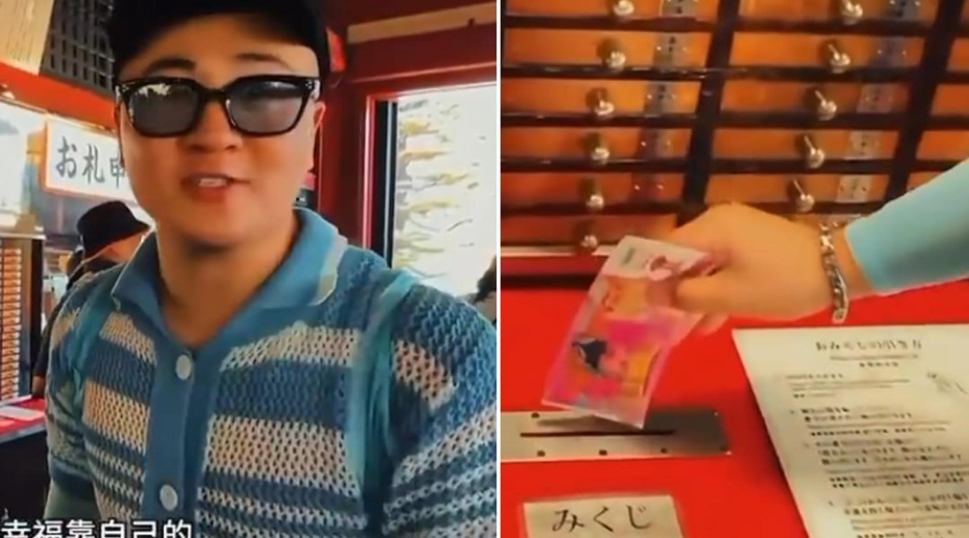 男子将中国冥纸投入集金箱。