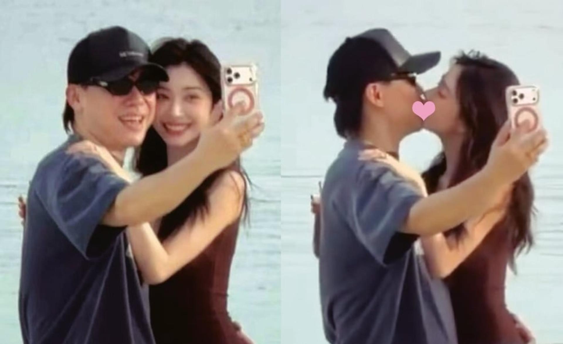 胡彦斌海边亲吻易梦玲，两人相差16岁。