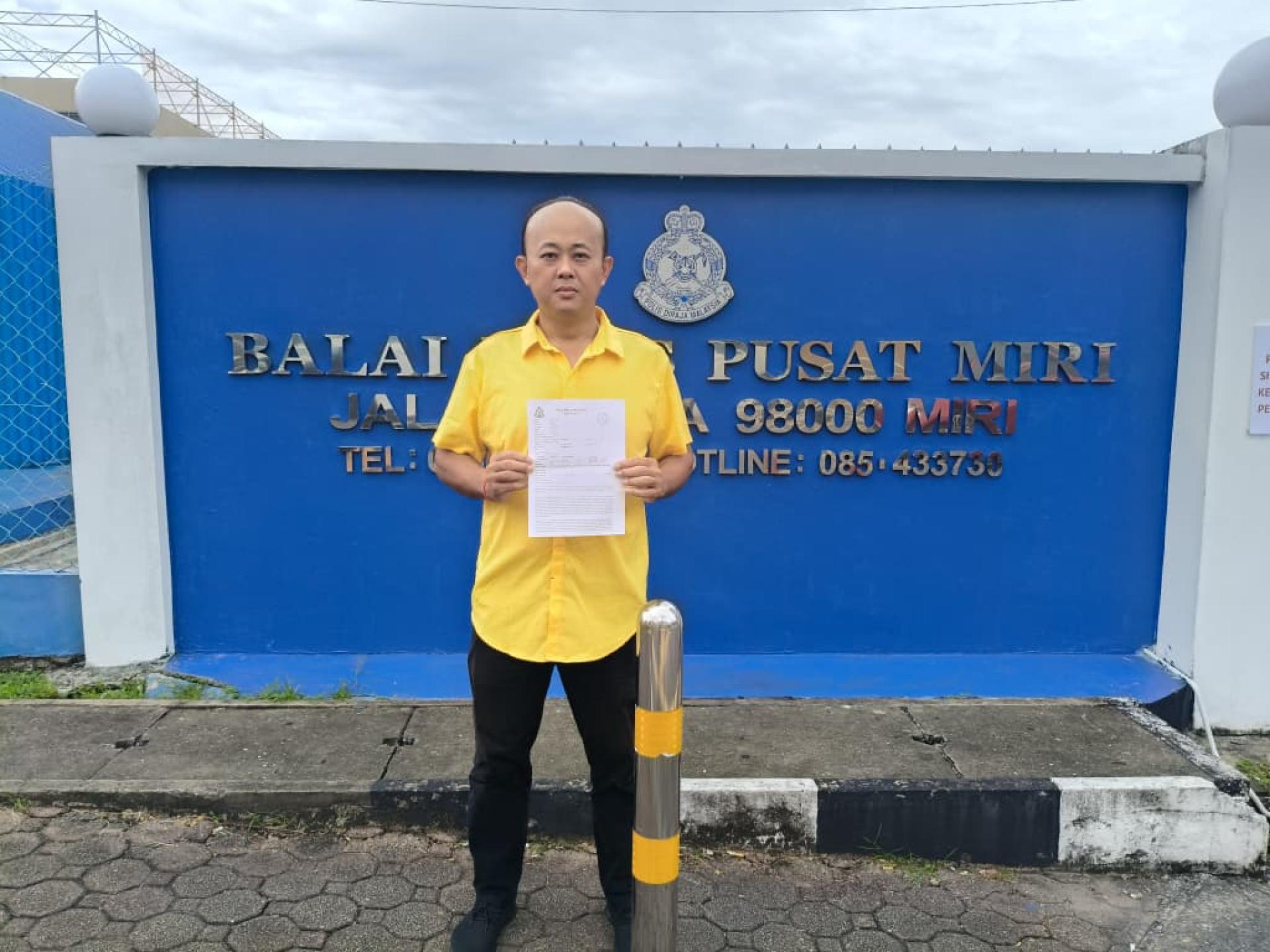 砂人联党美里（卑尔骚）支部宣教秘书兼市议员陈立仁前往美里中央警局向警方报案，并促请马来西亚通讯及多媒体委员会（MCMC）立即展开全面调查。