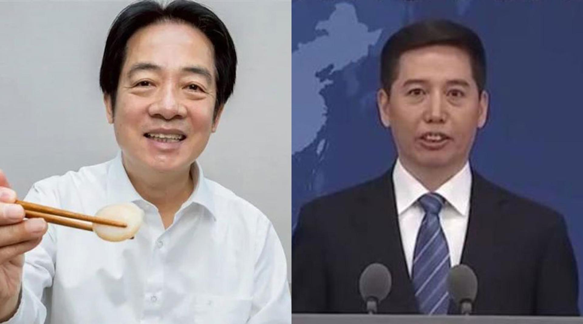 （左图）赖清德吃寿后，更呼吁台湾民众去日本旅游。（右图）国台办发言人彭庆恩狠批赖清德吃的是媚日的饭、干的是卖台的勾当。