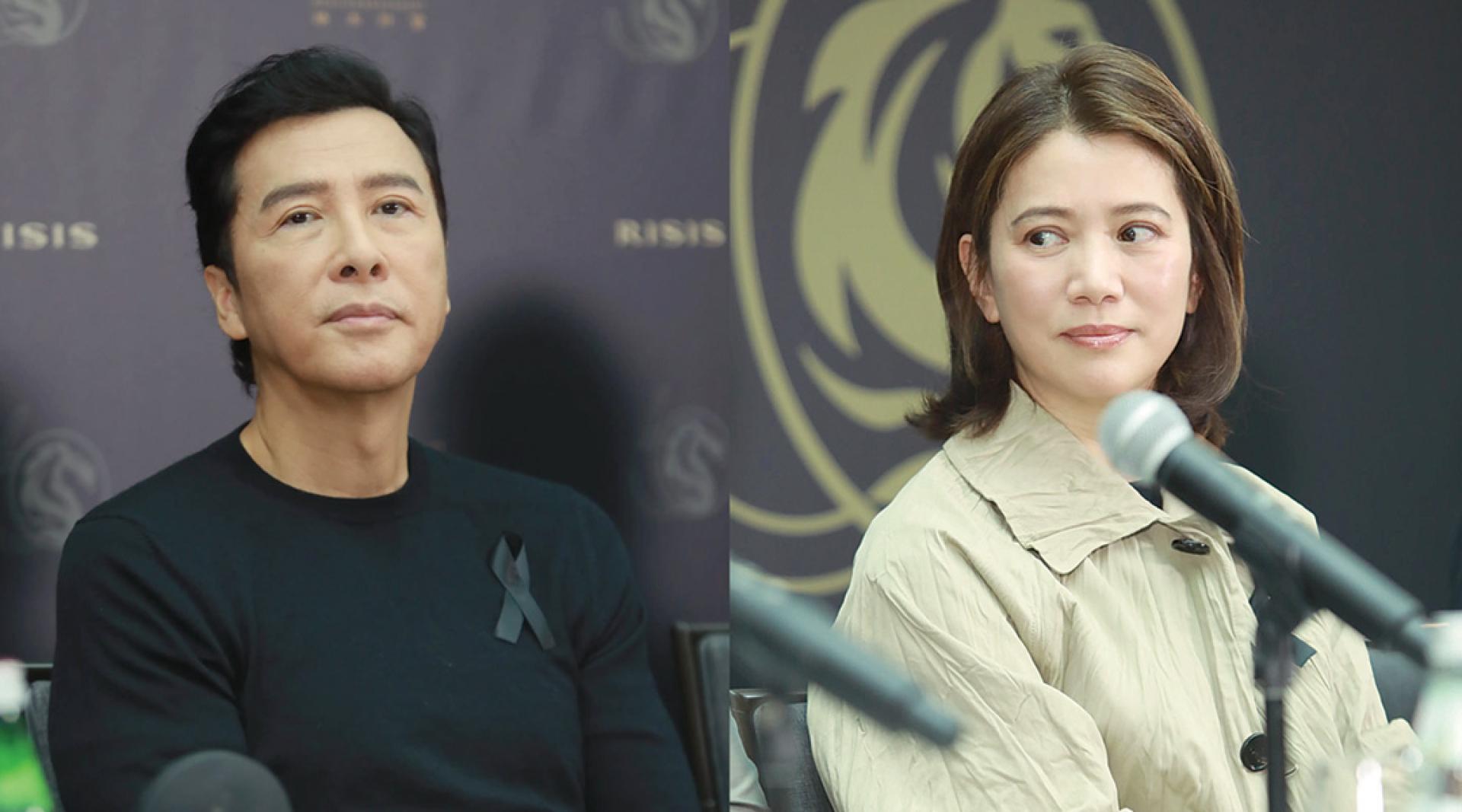 受大埔火灾影响心情，甄子丹与袁咏仪都略显憔悴。