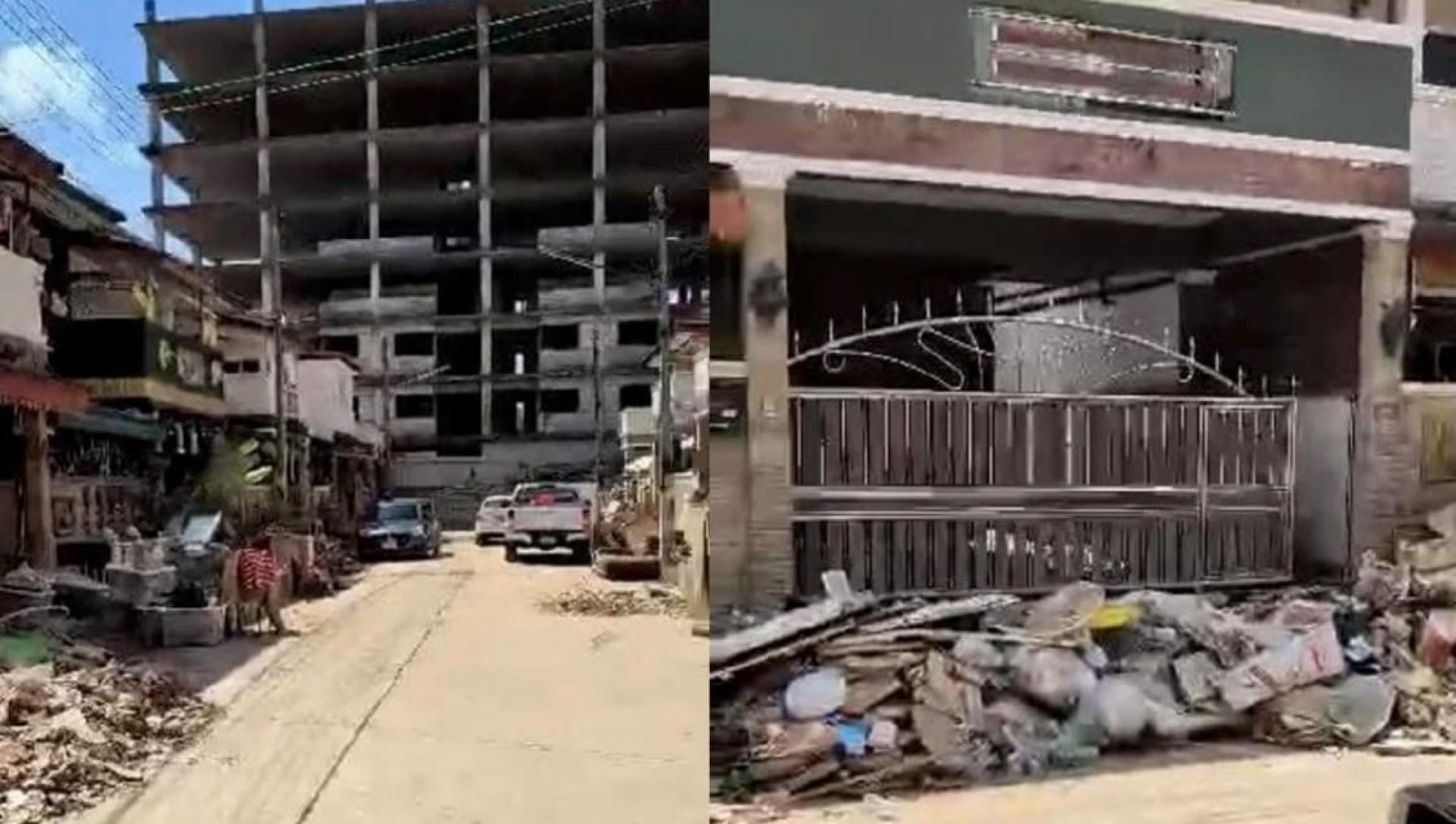 泰国合艾的灾后情兄，很多人住家也淹水，有人的住家前面在灾后山现垃圾一堆。(图取自大都会日报)