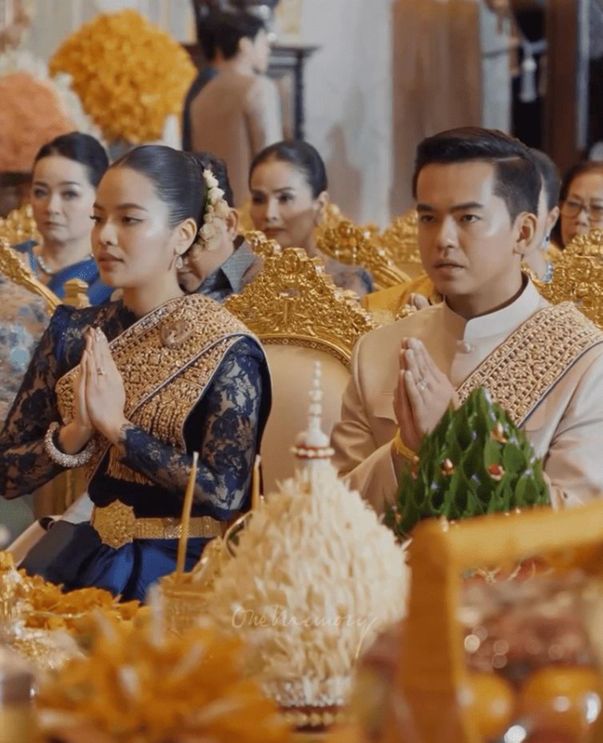 柬埔寨蓬索莉雅公主（左）嫁给当地企业家谢夫川英（右）。