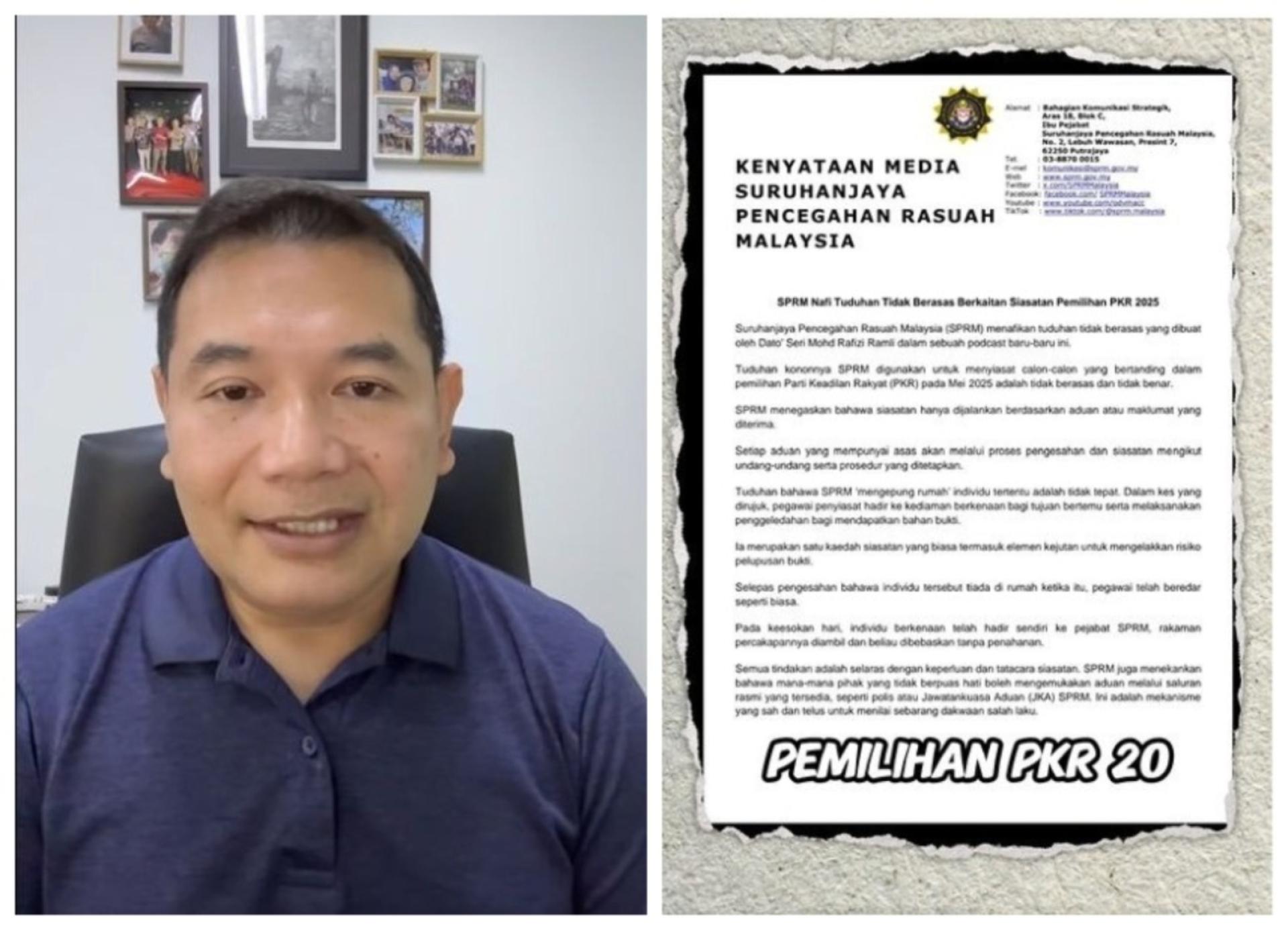 拉菲兹呼吁首相安华，停止延长反贪会主席阿占巴基的任期，从而维护反贪会的声誉和公信力。