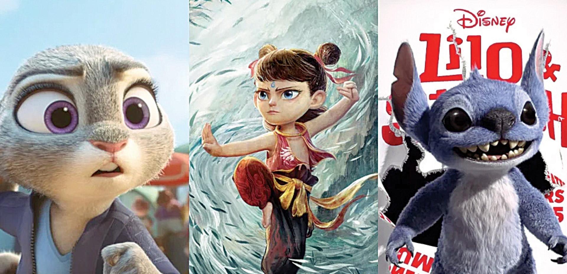 2025全球票房三甲：左图起《动物方城市2》、《哪吒2》及《星际宝贝》。