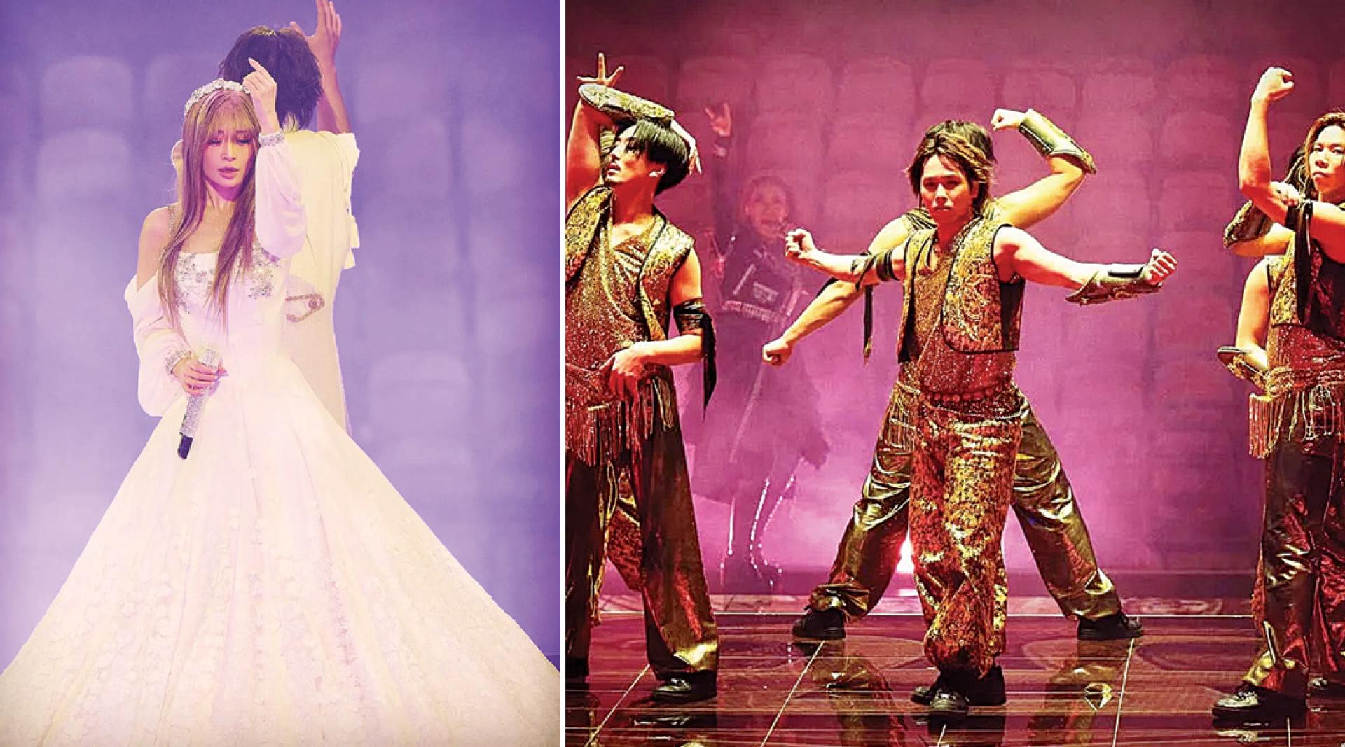 滨崎步再度po出上海无人演唱会的照片。（右）即使没有观众，舞者也全力演出。