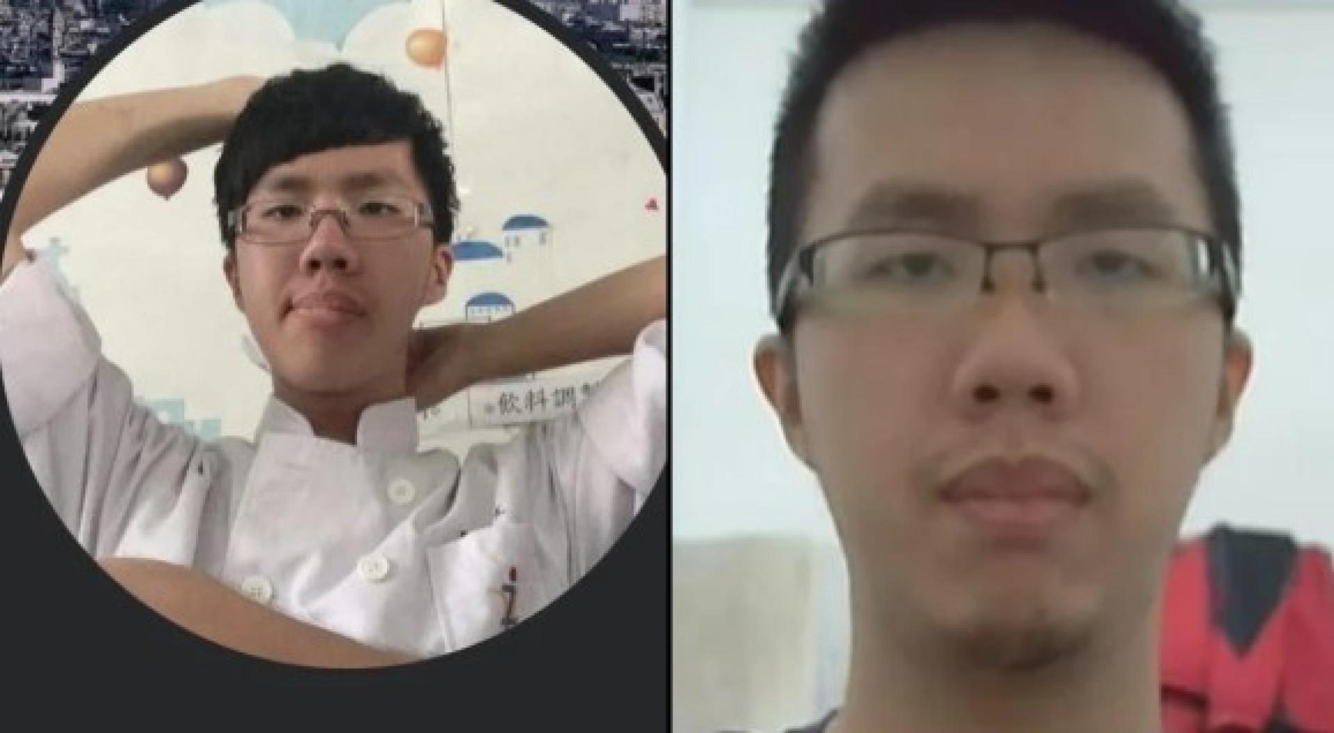 （左）张文就读餐饮科时的近照。（右）张文就读大学参加一项人脸辨识的研究报告中，疑用自己的人头照附在报告中。