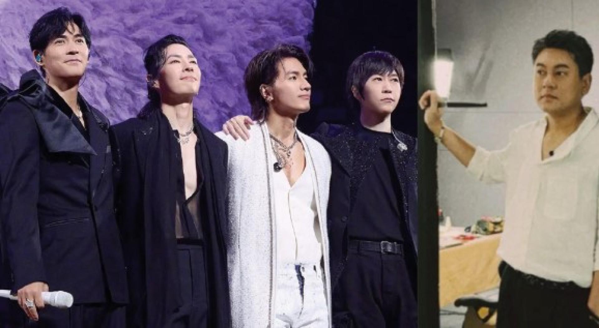 F3+阿信（左图右1）在上海举行演唱会，朱孝天（右图）则于日前透露F4破局内幕。