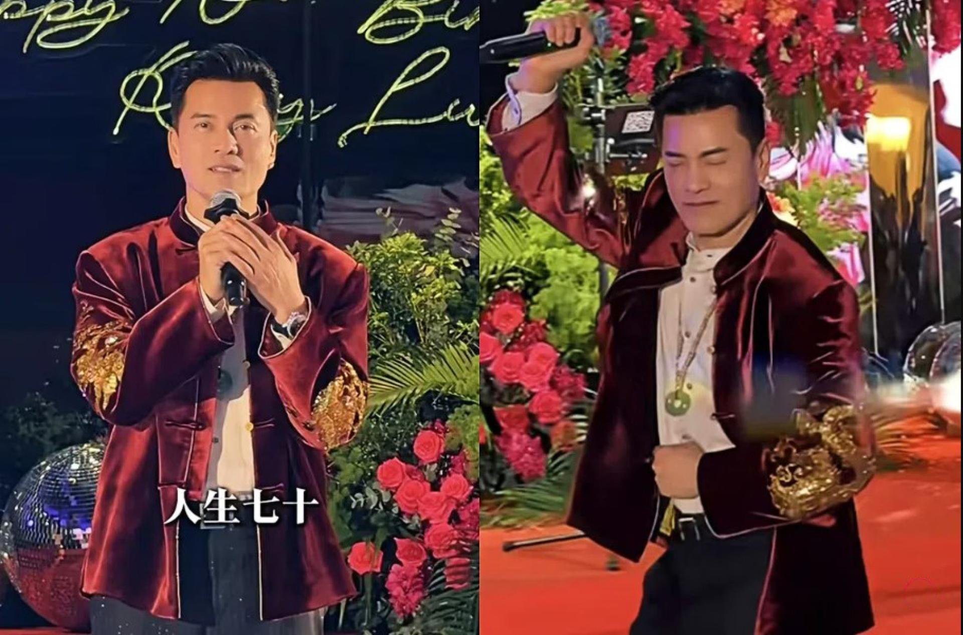 吕良伟近日举办70岁寿宴，他在现场高歌与跳舞，活力满满。