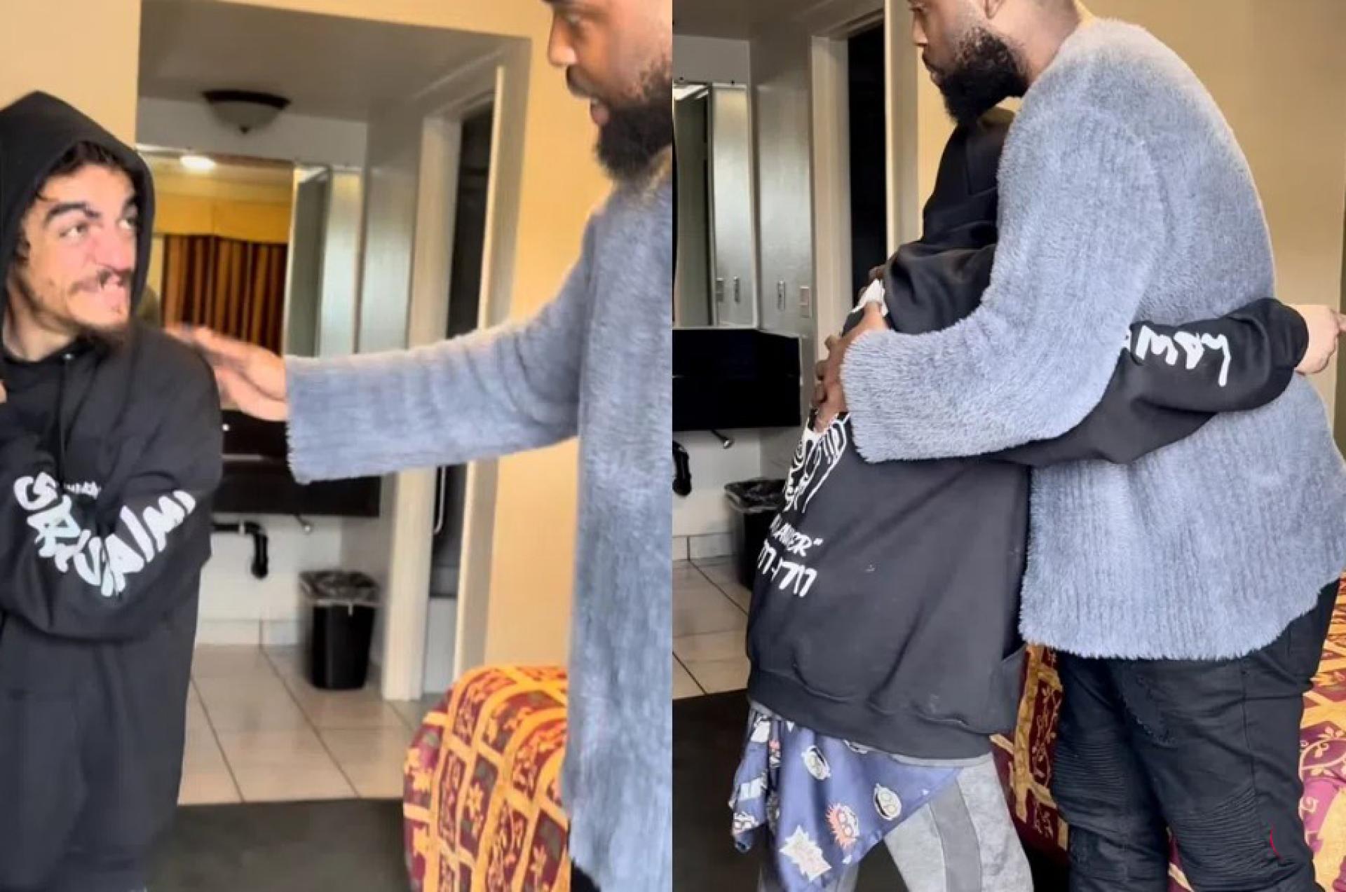 跟Tylor Chase（左图左）合作过的男星Daniel Curtis Lee（左图右）挺身而出，亲自协助安排旅馆住宿与食物，盼能帮助昔日战友度过难关。