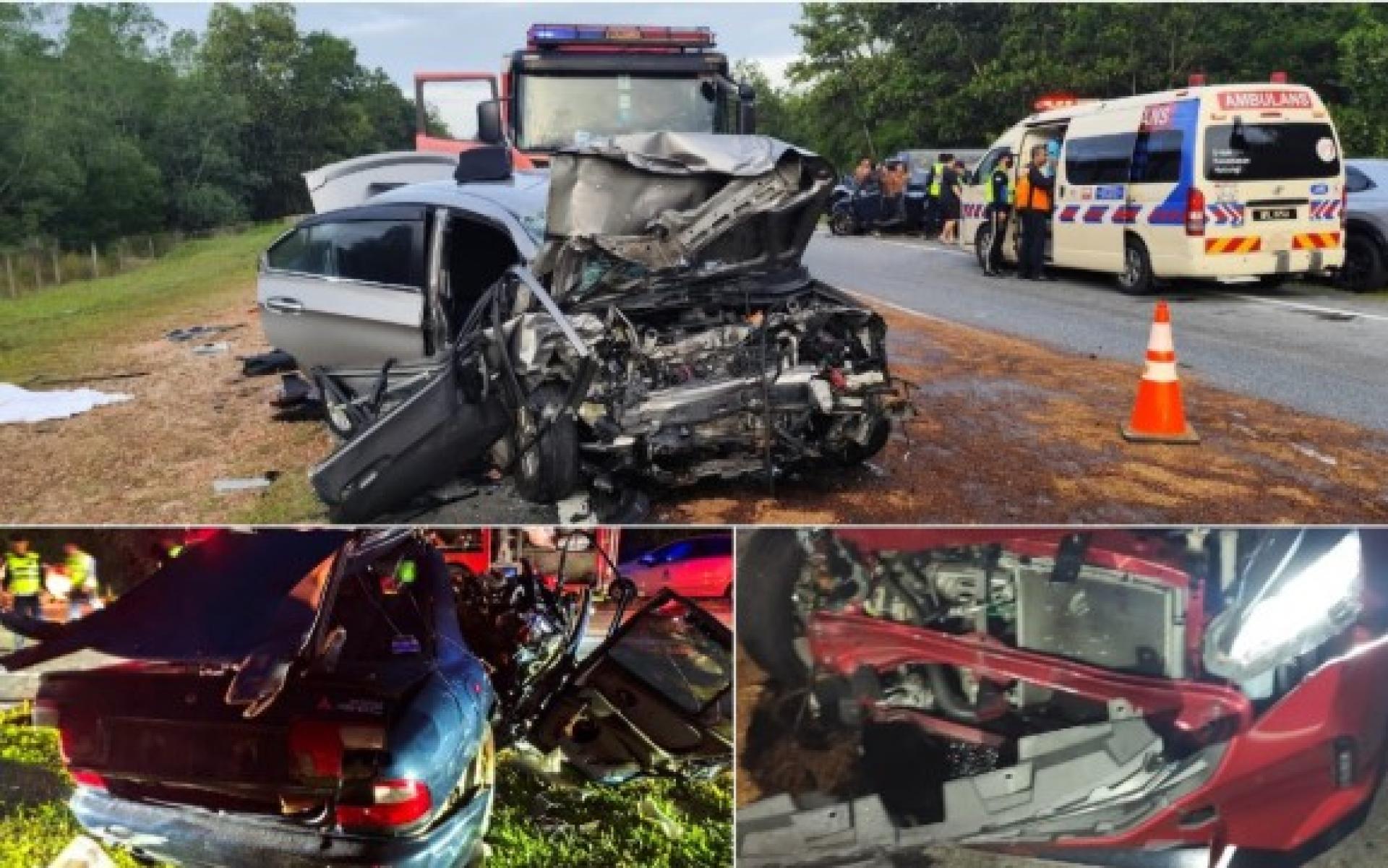 南北大道柔佛士乃往迪沙鲁路段，周六清晨发生3车连环撞夺命事故，造成两名男子死亡、4人受伤，另有1名14岁少女昏迷不醒。