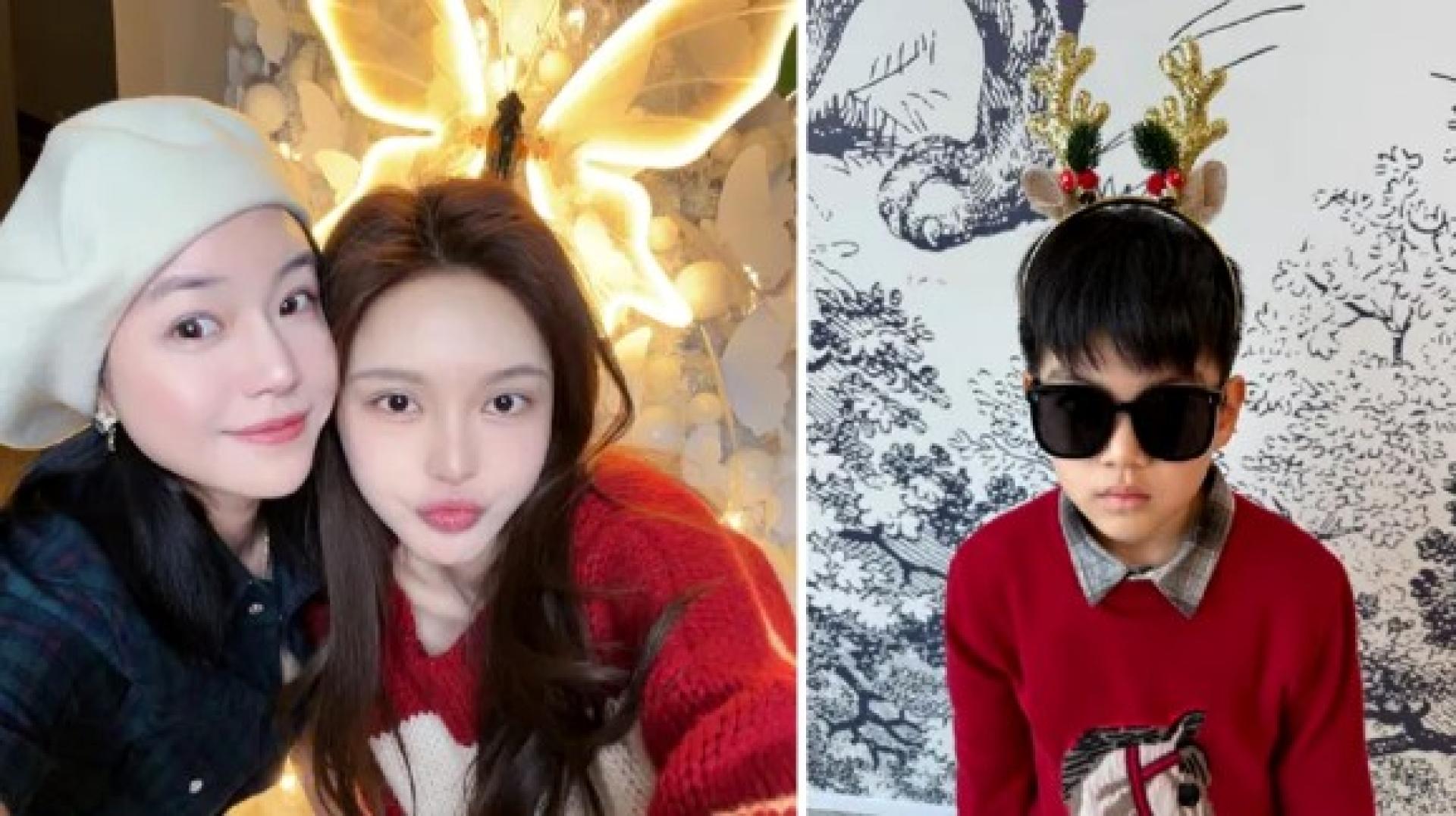 陈妍希开趴度佳节，与周扬青贴脸合影，9岁儿子小星星长成小帅哥。（右）陈妍希儿子小星星。