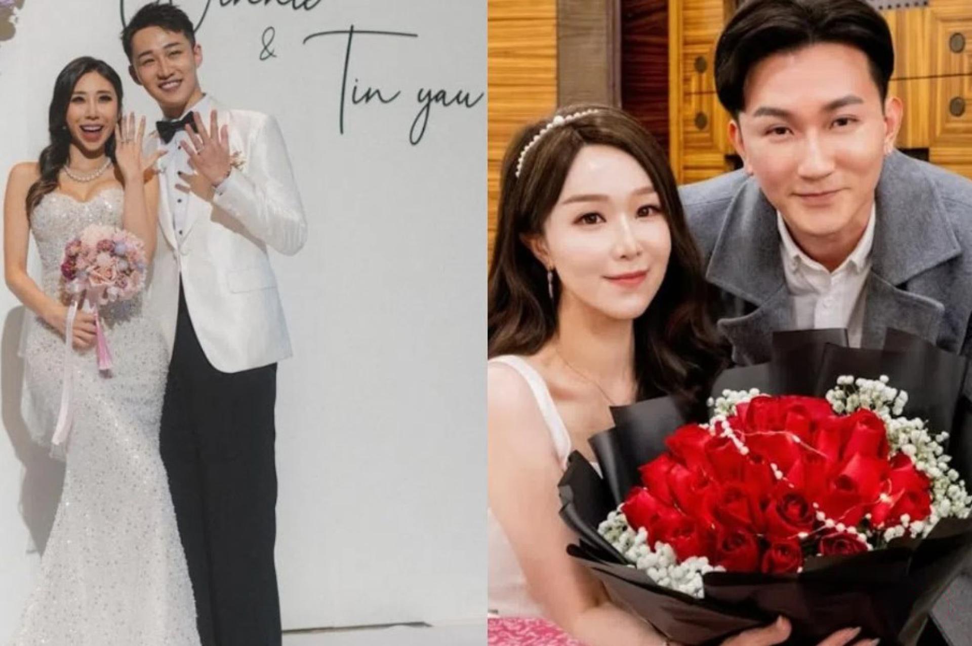 容天佑（左图右）和王致狄（右图右）都在今年娶富家女为妻。