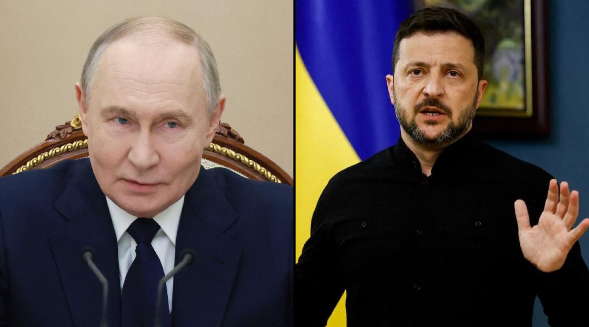 普京（左）的官邸遭“袭击”；泽连斯基（右）指俄方说法“纯属捏造”。