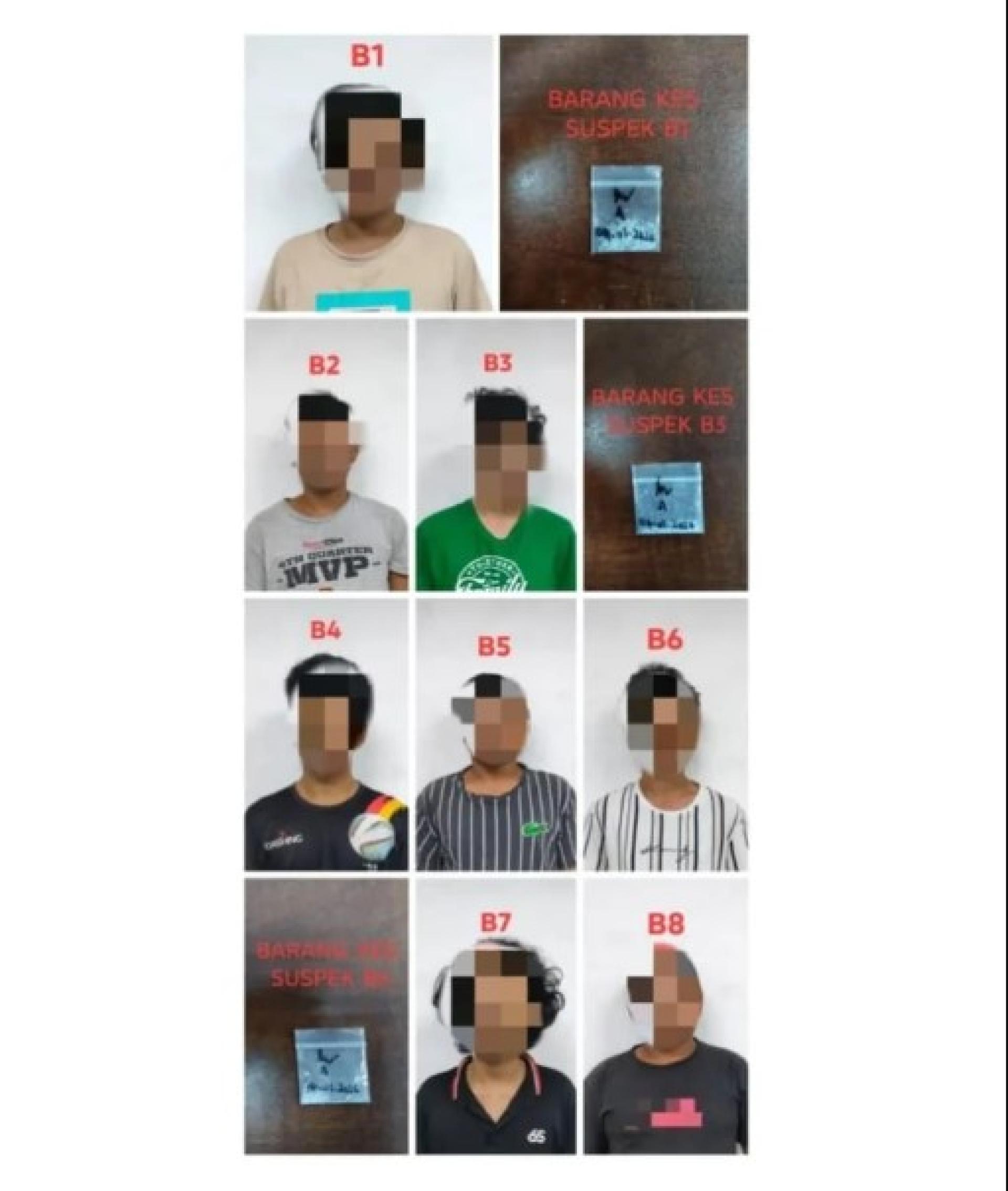 警方提供的照片显示，被扣留的嫌犯以及起获、内装疑似冰毒的塑料小包。