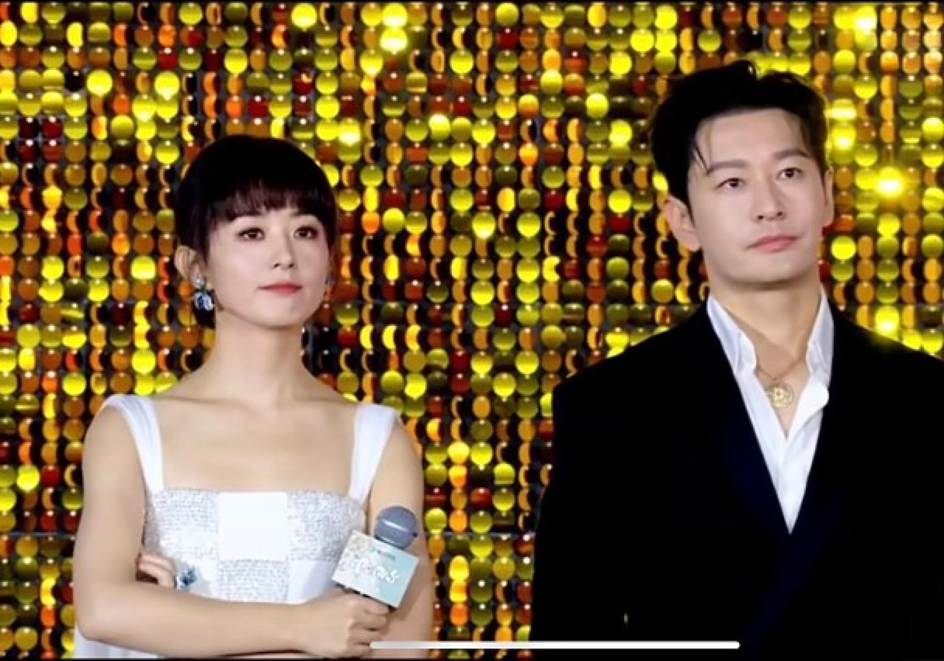 赵丽颖与黄晓明现身新剧发布会。