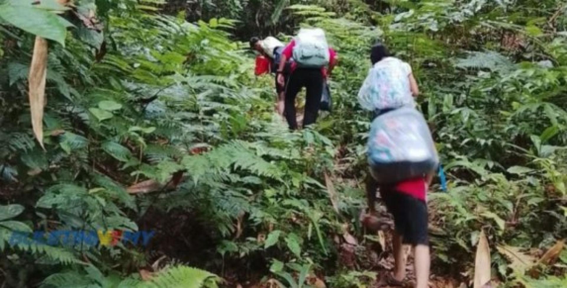 沙巴内陆地区的家长们长途跋涉20公里送孩子上学。